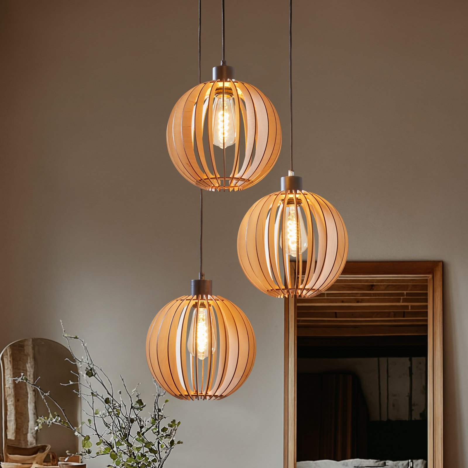 Závesné svietidlo Clay Cluster Black/Wood - Envostar