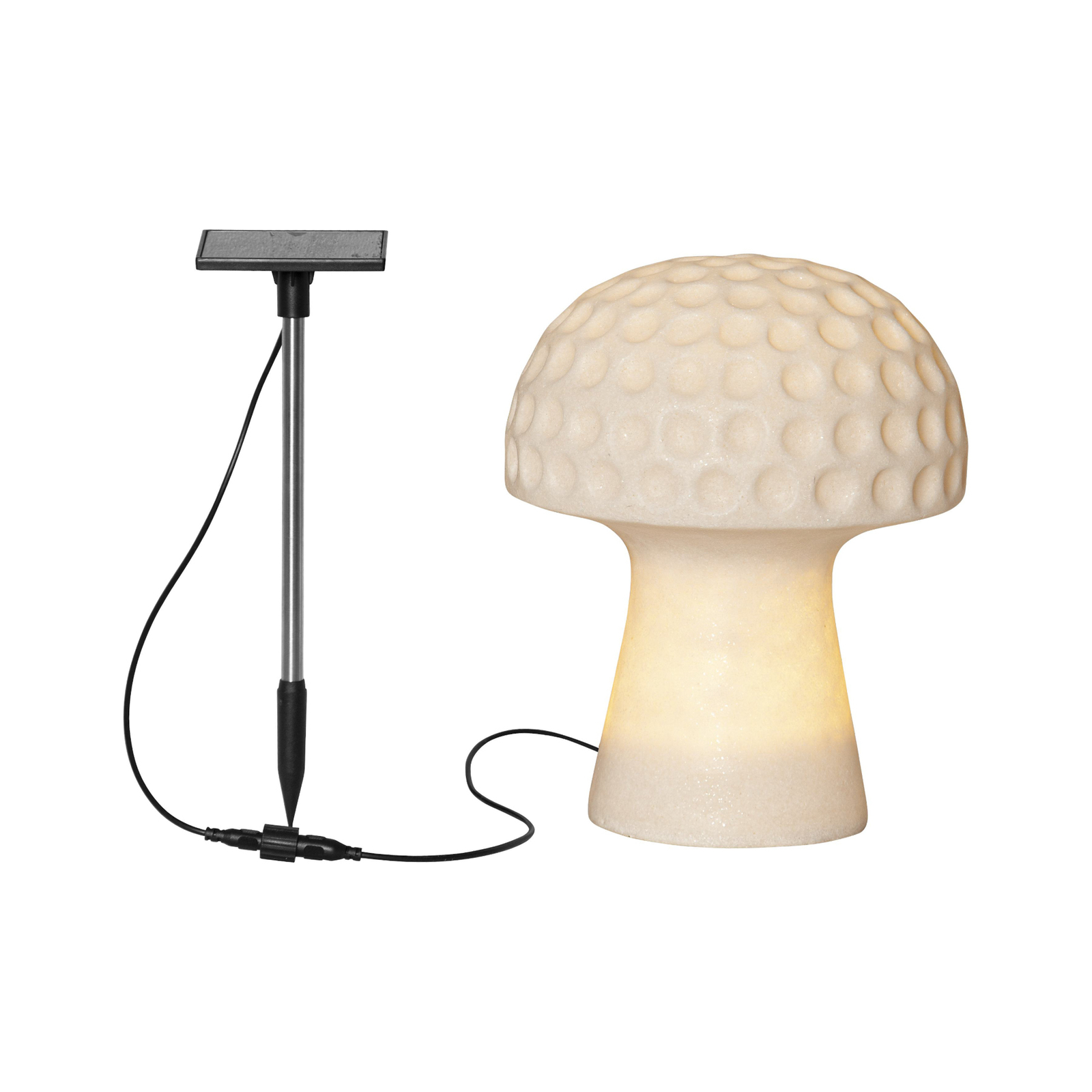 LED lamp op zonne-energie Sandy, hoogte 24 cm, witte plastic paddenstoelvorm