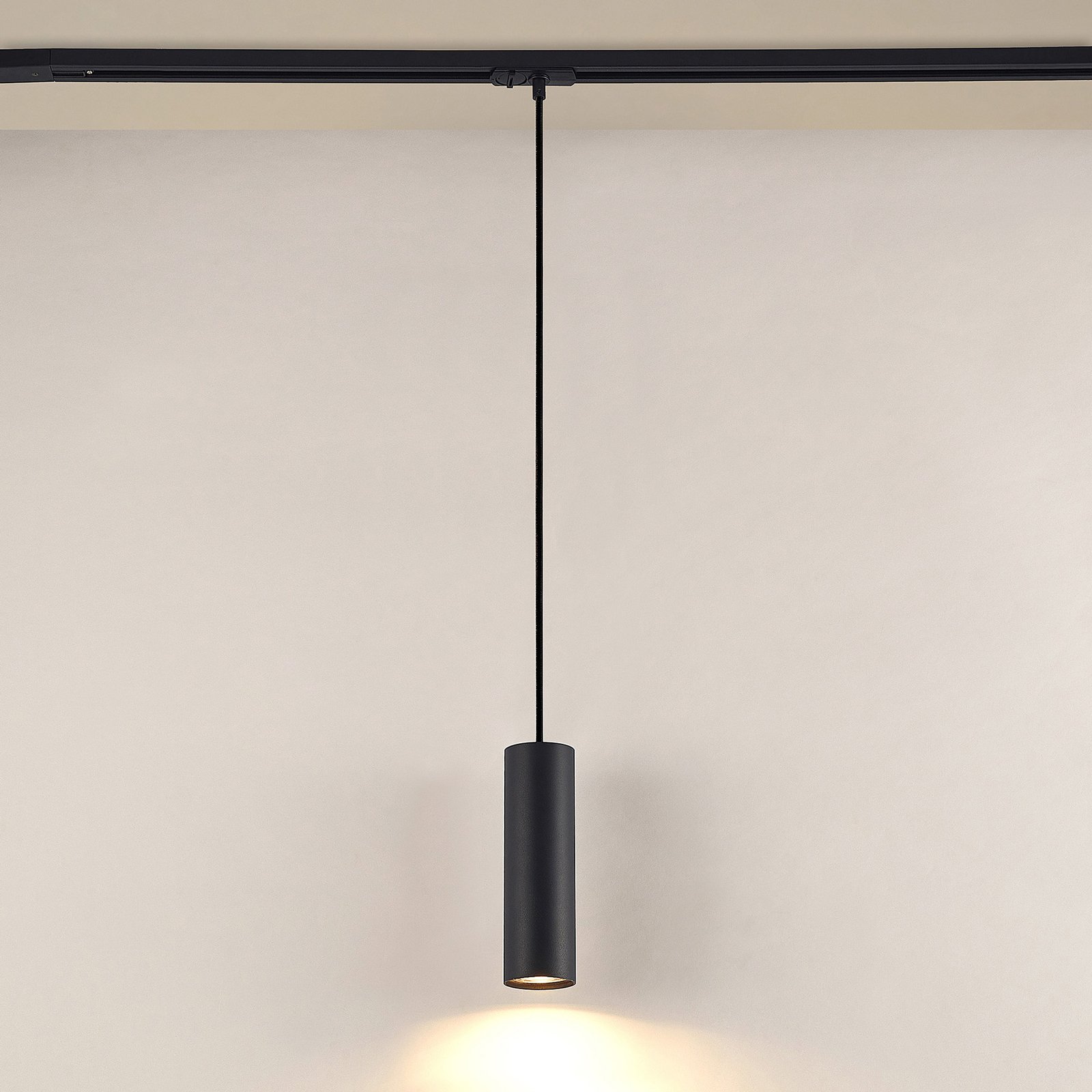 Lindby hanging light Linaro, 20 cm, black, 1-phase, Ø 6 cm