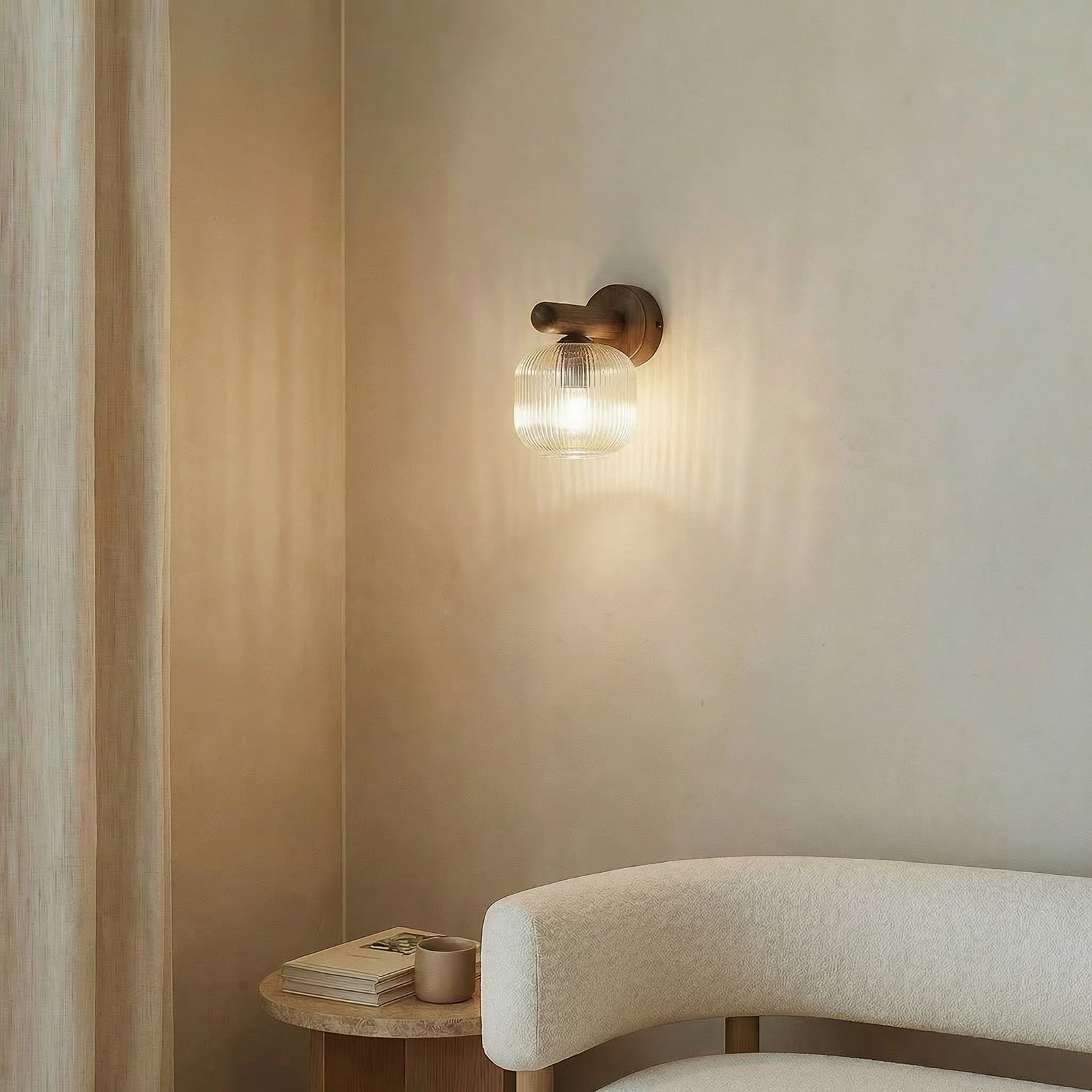 Salvia wall light, brown/cognac, glass, height 20 cm, E14