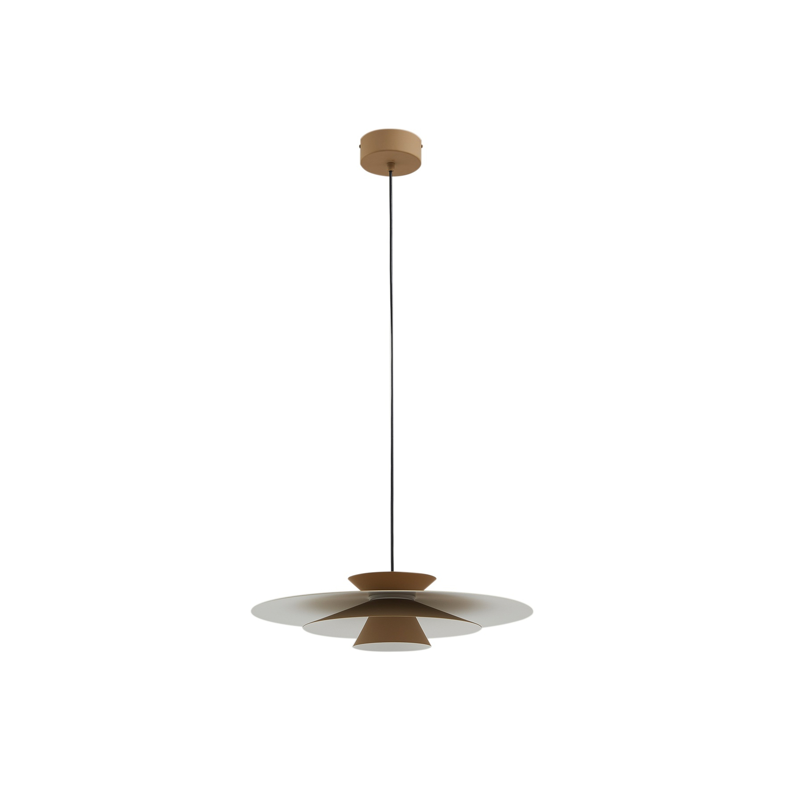 Lucande LED-pendellampe Livie, beige, aluminium, Ø 50 cm