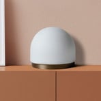 Lampada da tavolo Domu, Ø 20 cm, bronzo/bianco, vetro, GX53