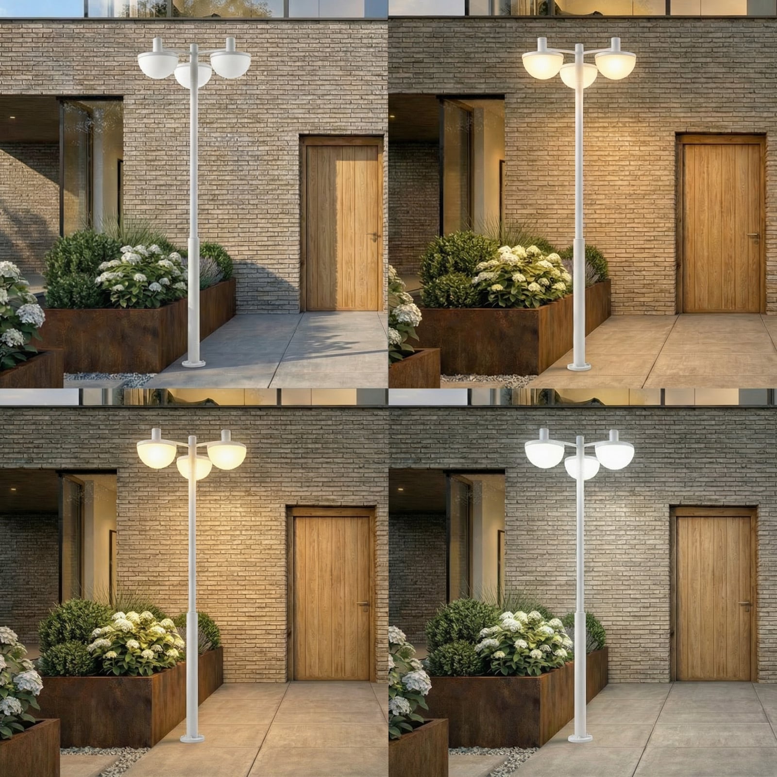 Toras LED-utomhuslampa, CCT, dimbar, ljusgrå, 3 lampor – Lucande
