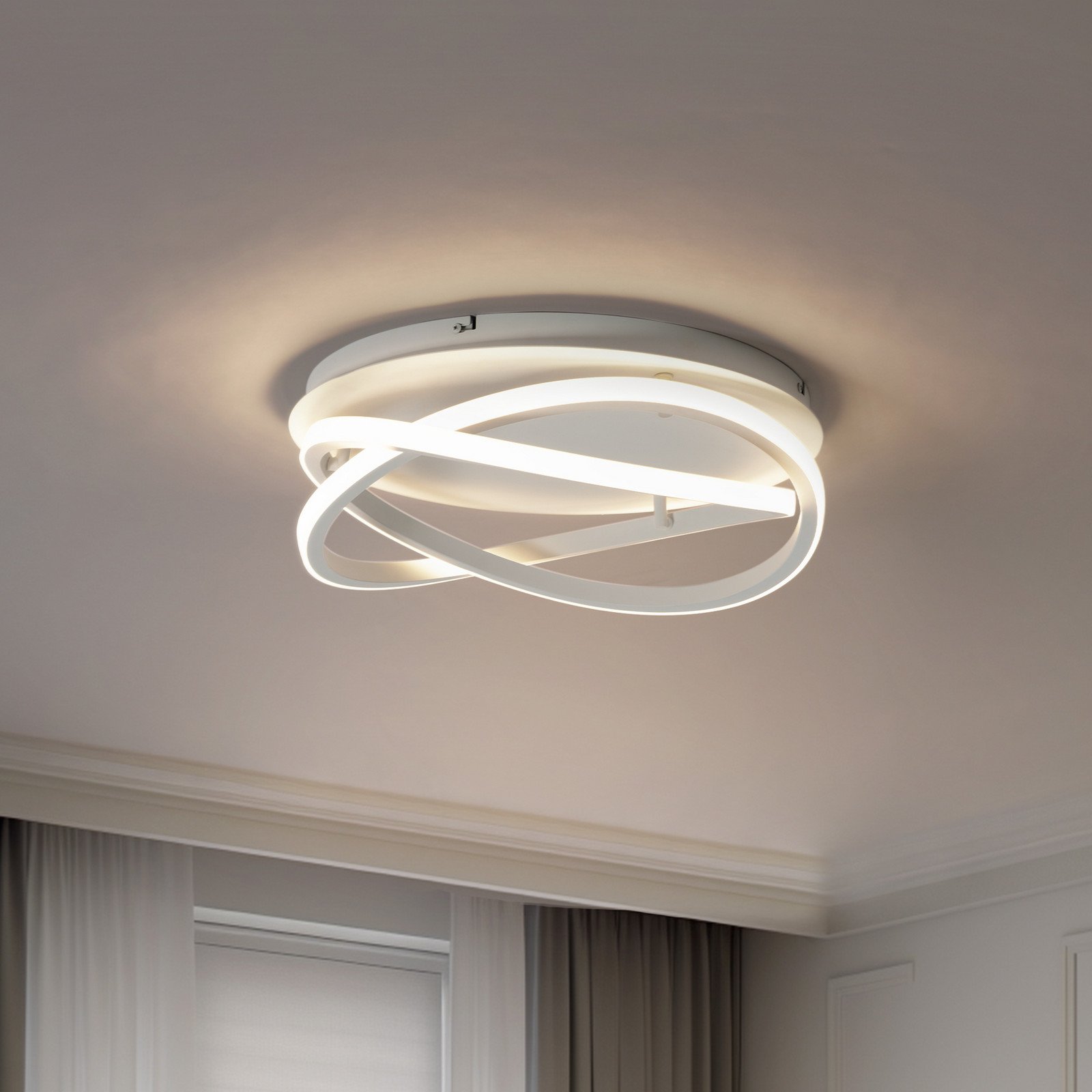 Plafonieră cu LED Lucande Aldric alb aluminiu Ø 45 cm - Camera de zi / sufragerie - modern