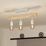 Townshend ceiling lamp made of wood, 3-bulb white