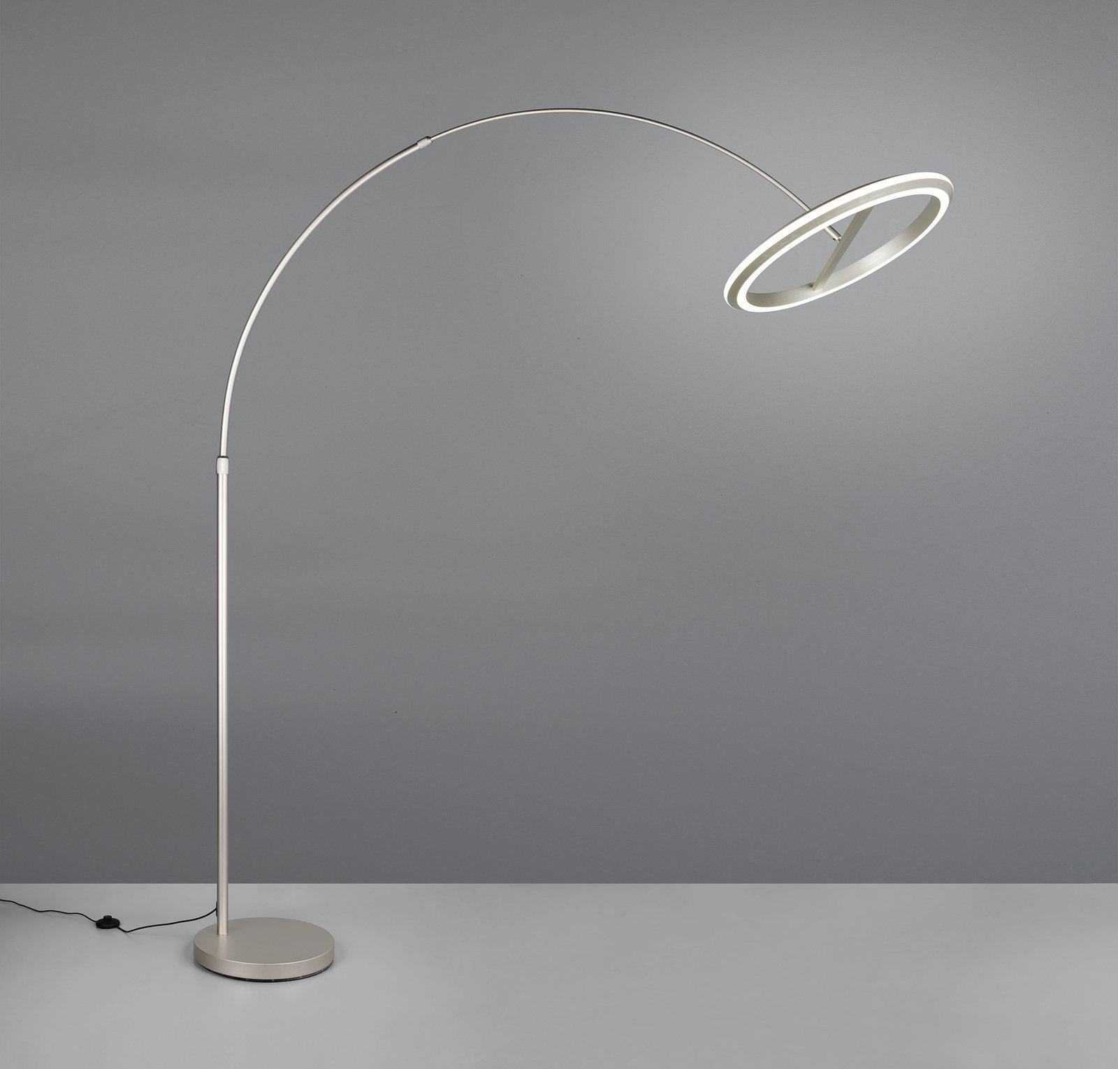 Lampadaire LED Amador, couleur nickel, hauteur 205 cm Métal