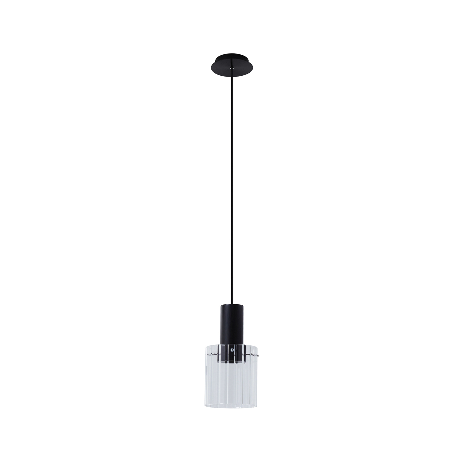 Lucande hanglamp Eirian, Ø 18 cm, zwart, glas, E27