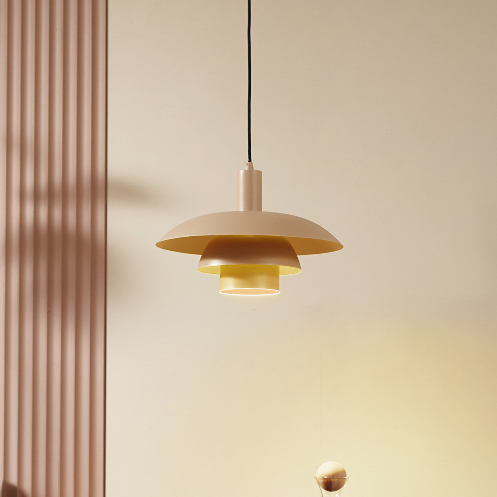 Lindby Elorri pendant light, beige, metal, Ø 38 cm