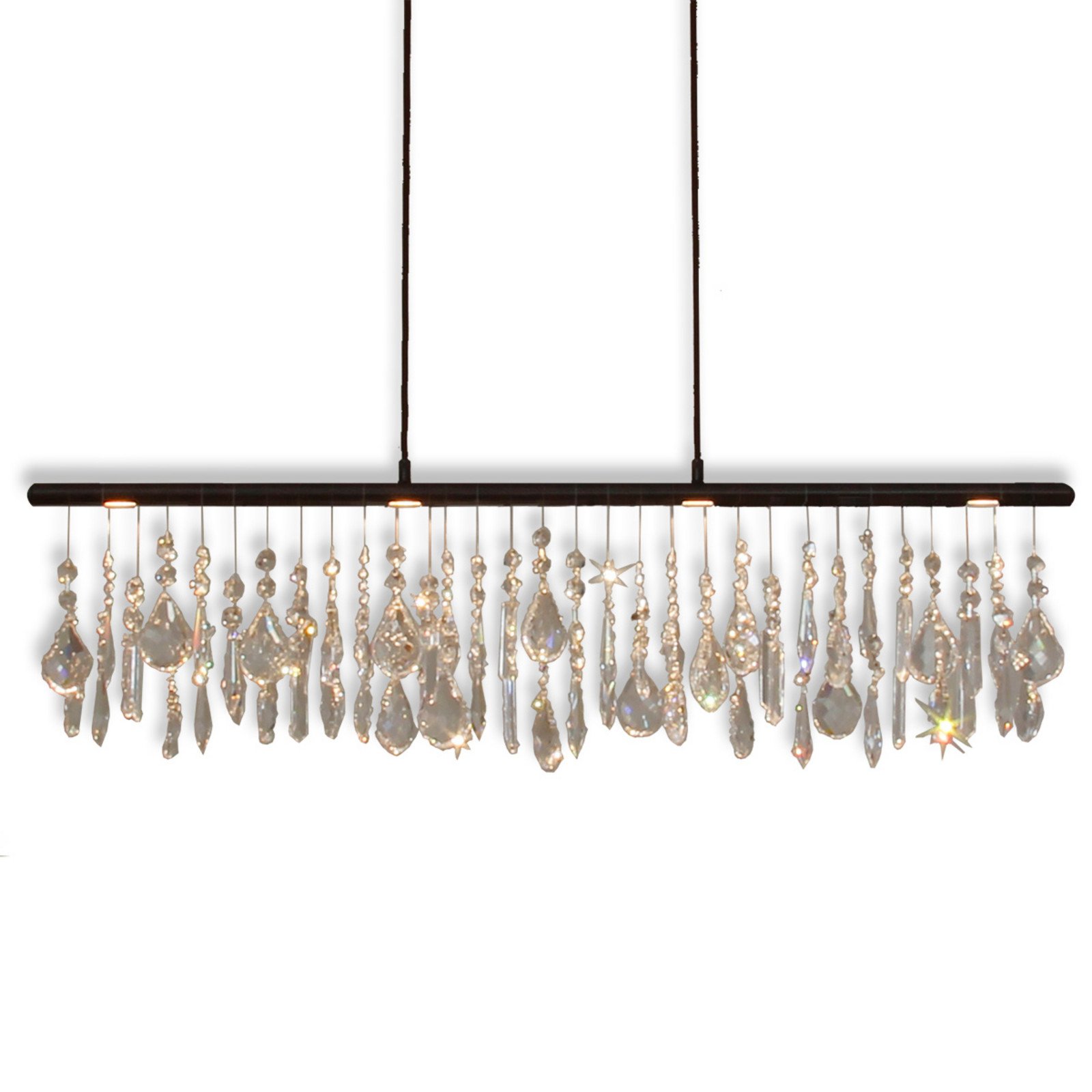 Menzel Anteo - lampă susp. LED cu perdea cristale - Camera de zi / sufragerie - negru-maro uni transparent - Metal