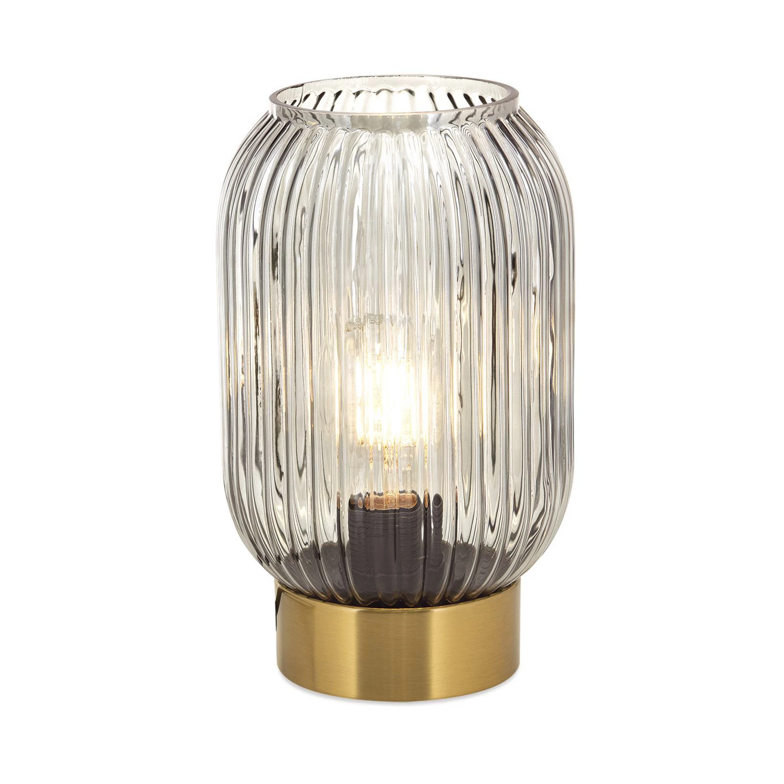 Stolová lampa Carneval, dymovo šedá, sklo, výška 23,5 cm, E27