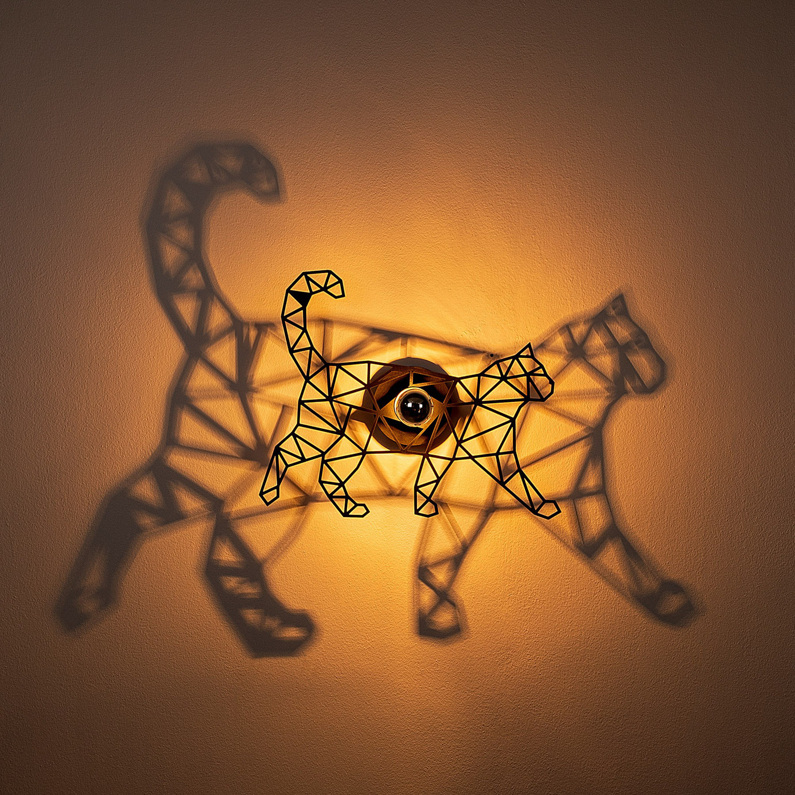 W-041 wall lamp, laser-cut, black cat design