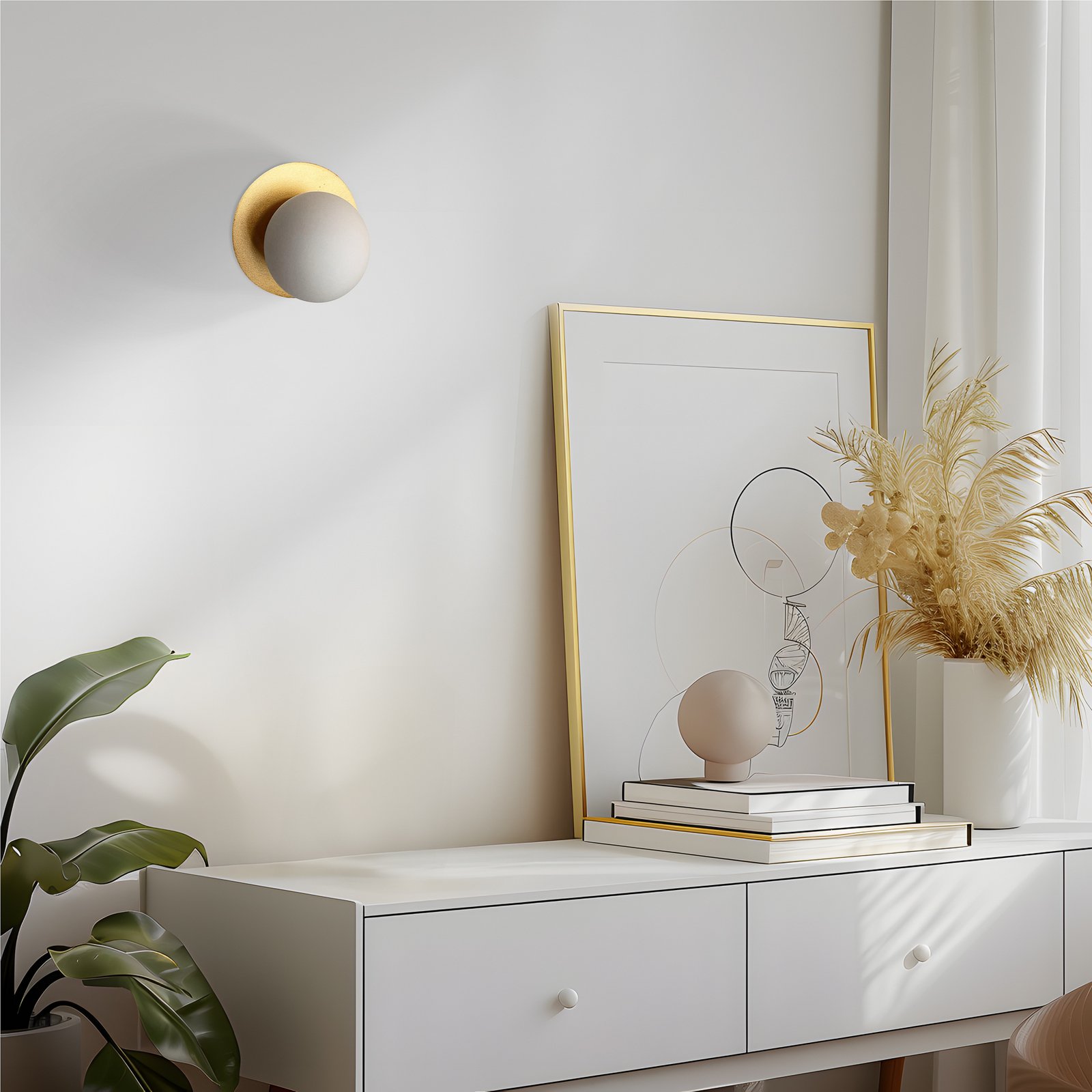 Aylin wall light, gold-coloured, Ø 15 cm, metal, G9