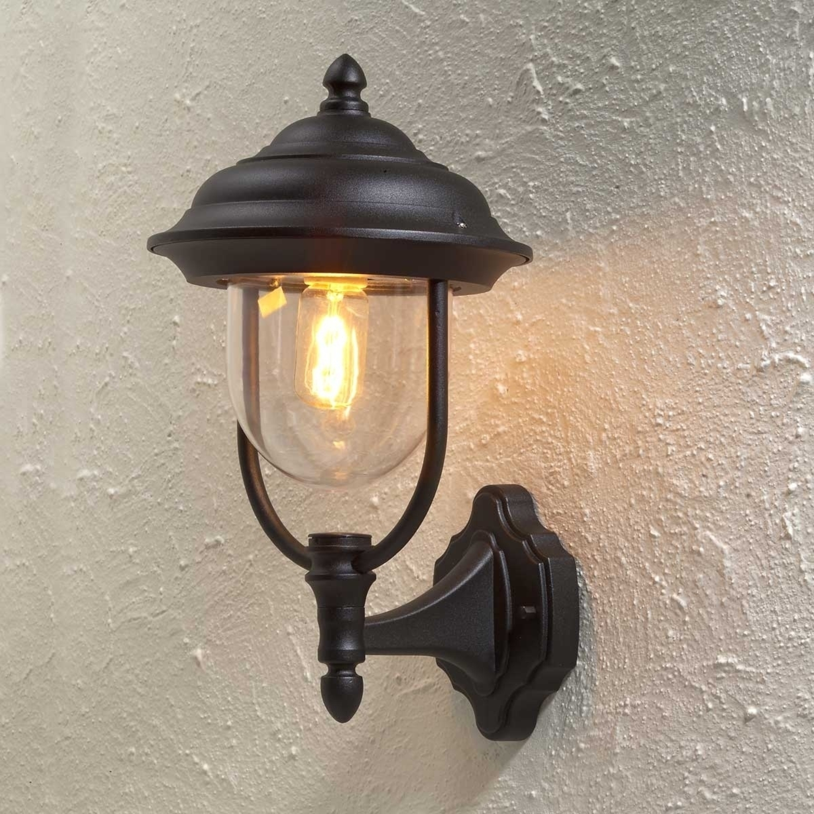 Konstmide Parma outdoor wall light, standing lantern, black, aluminium, acrylic, E27, 75 W, energy efficiency: A++, W: 24 cm, H: 43 cm