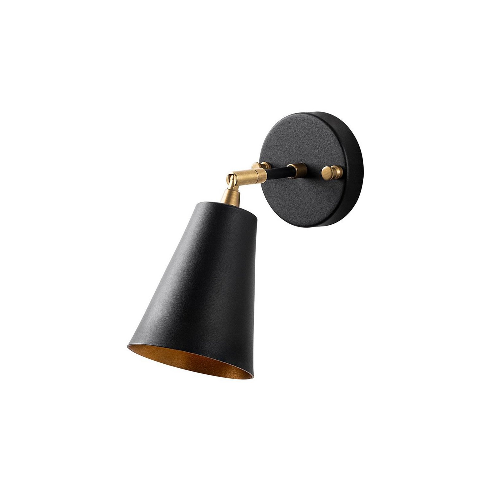 Evander wall light, black/gold, metal, height 21 cm, E27