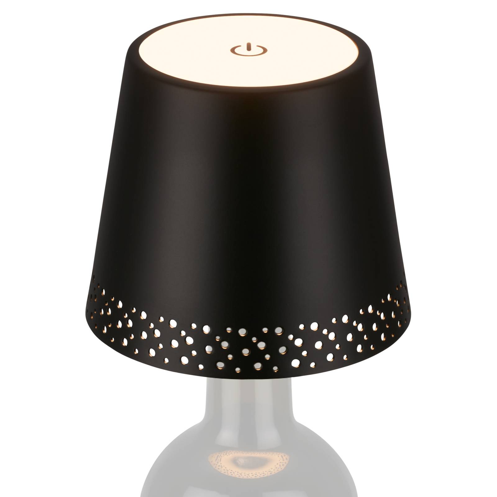LED-Akku-Flaschenlicht IP44 mit Dimmer, schwarz