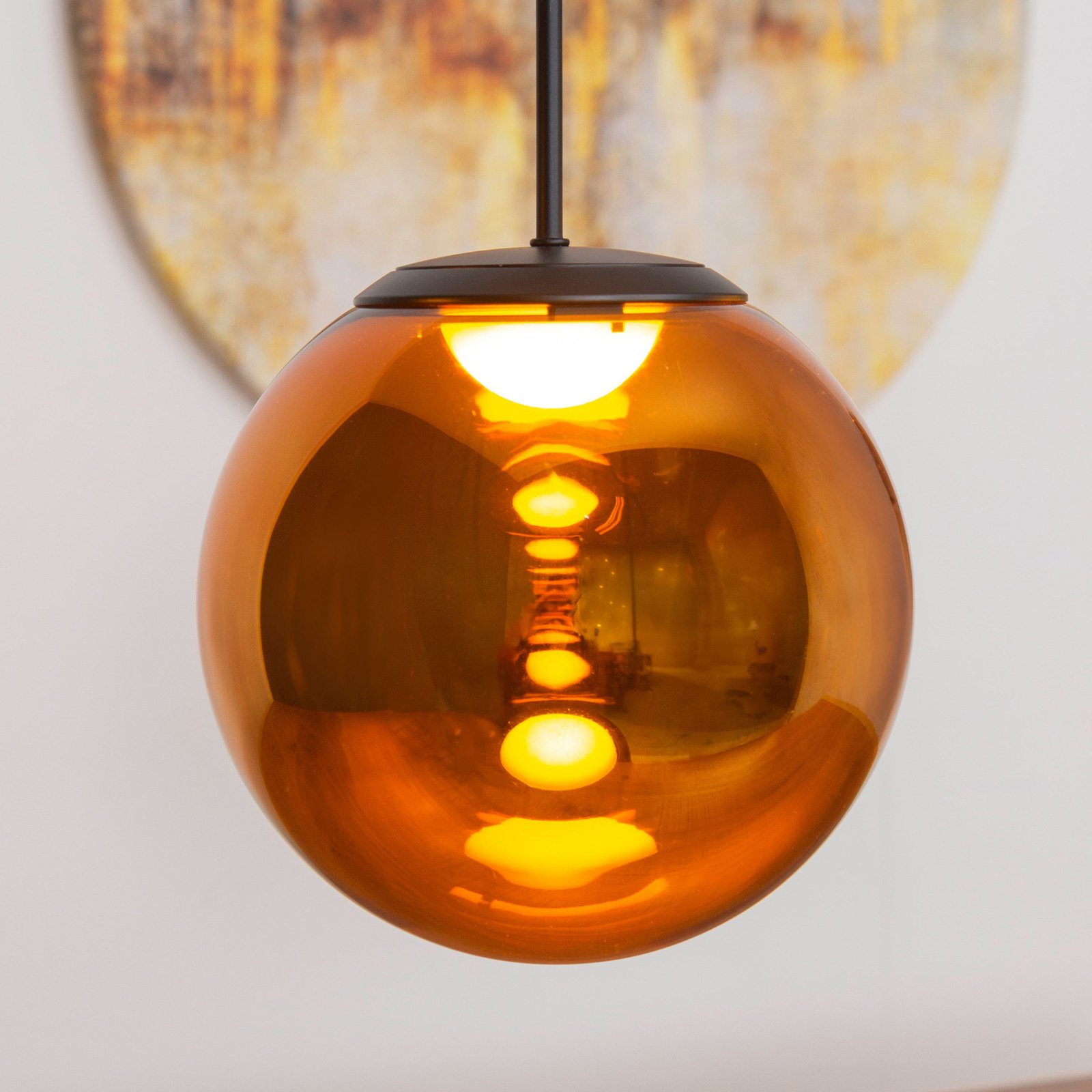 LED pendant light Altaïr amber-coloured Ø 15 cm glass 3,000 K