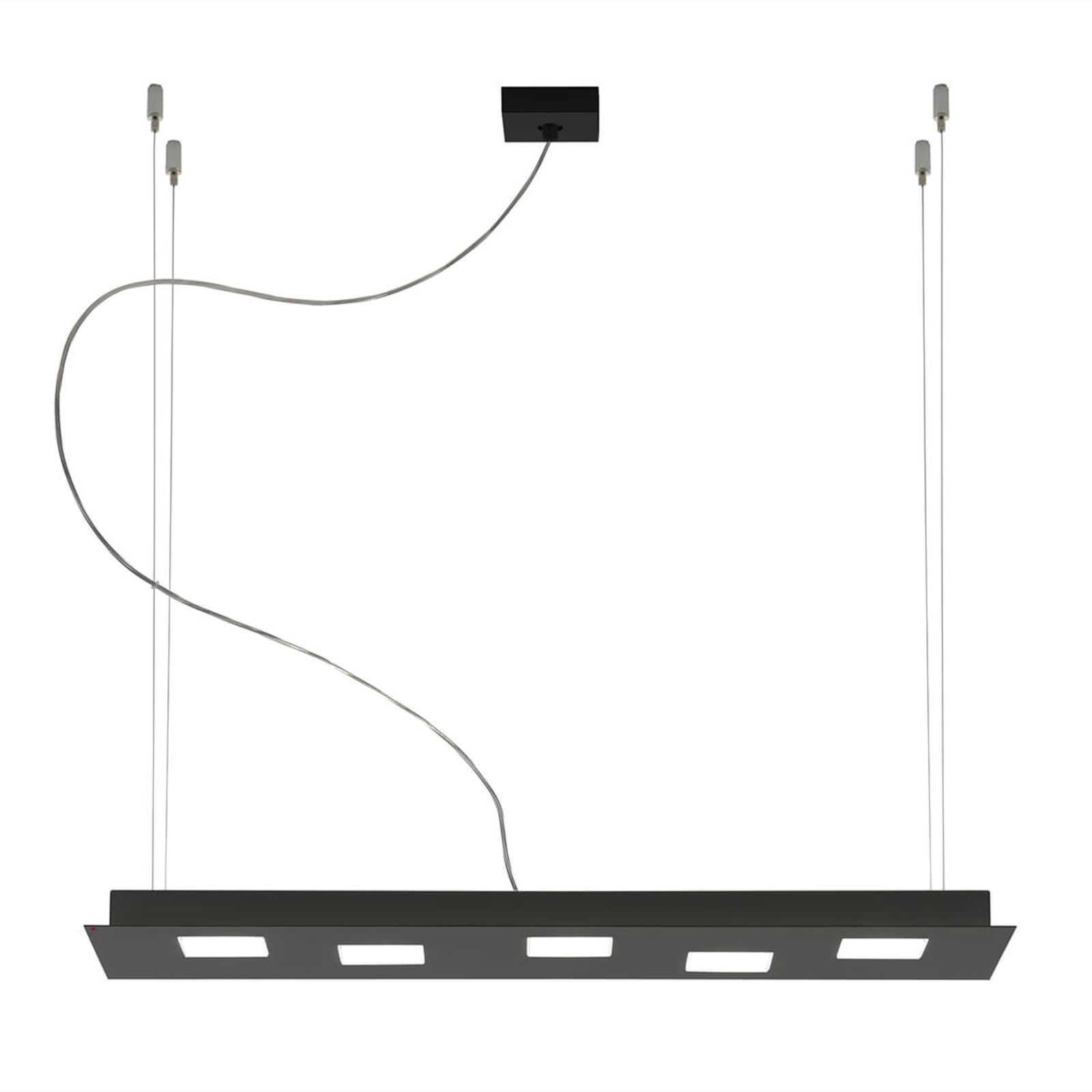 Langwerpige LED plafondlamp Quarter in zwart