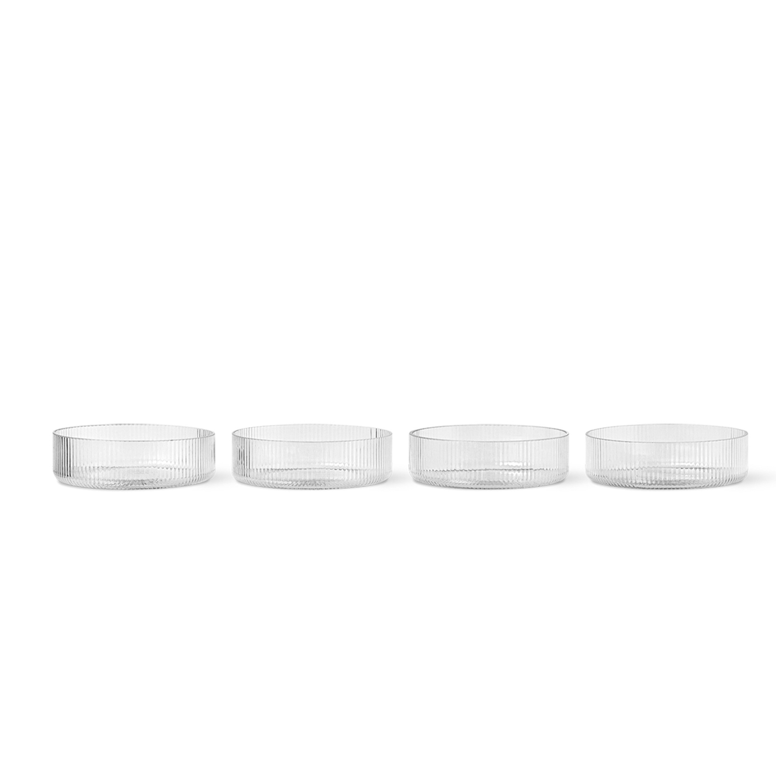 ferm LIVING Ciotola da portata Ripple, trasparente, Ø 12,2 cm, set da 4