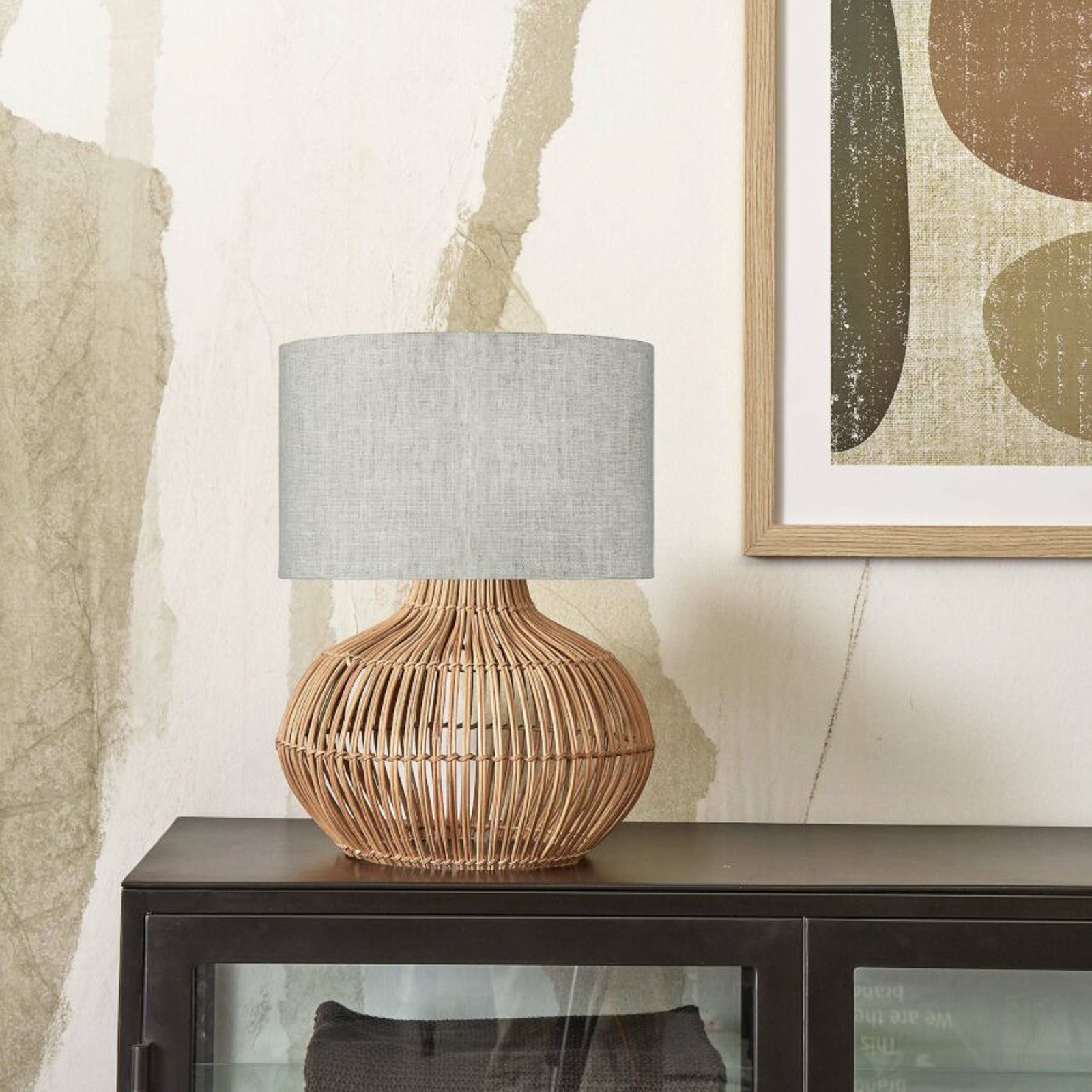 GOOD & MOJO Kalahari table lamp 32cm linen light-coloured