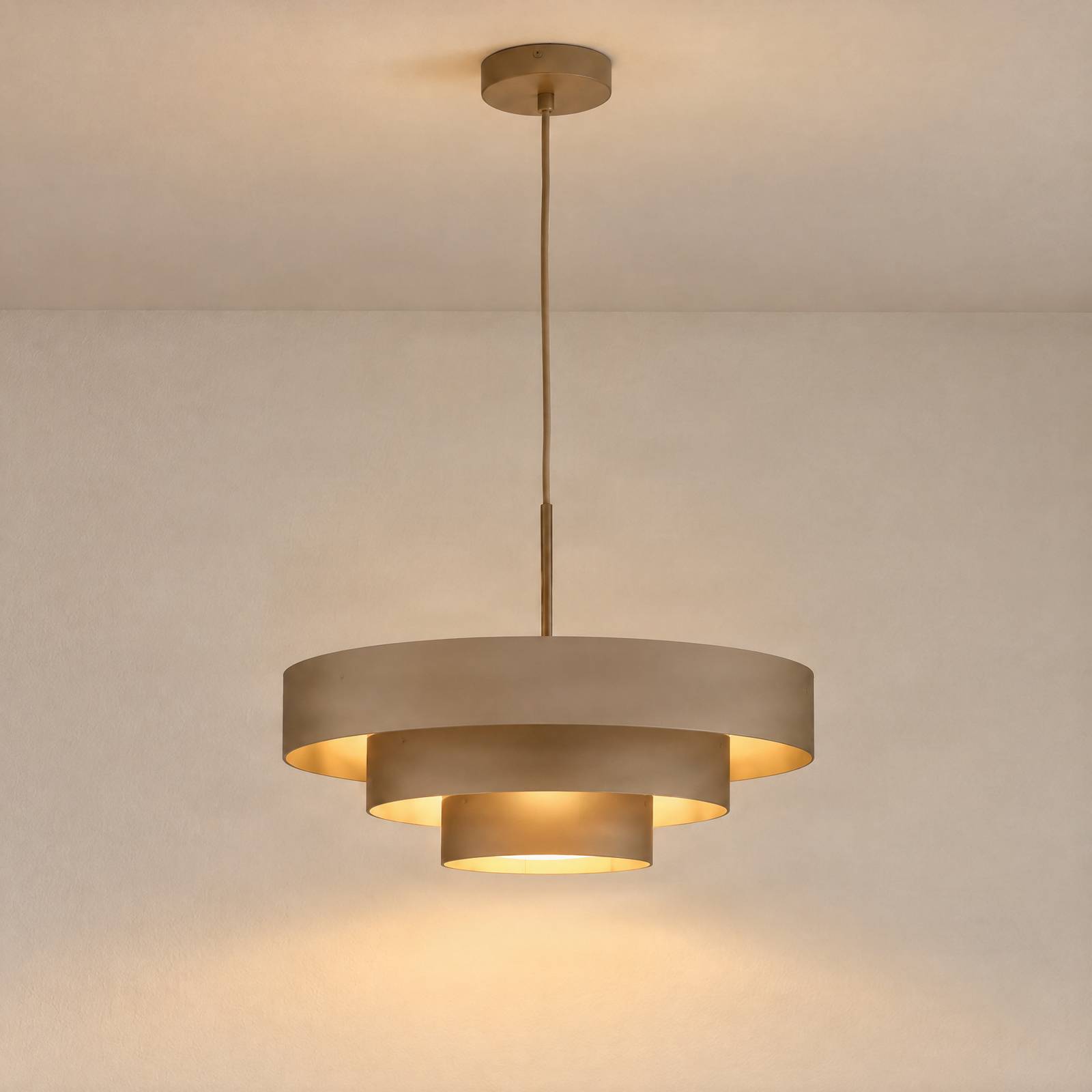 Domiluce Hanglamp Trio, grijs-beige, metaal