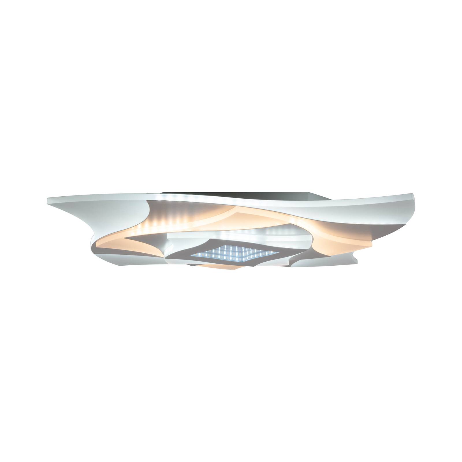 Lampa sufitowa LED Liora, biały, metal, długość 46 cm, CCT, 3D