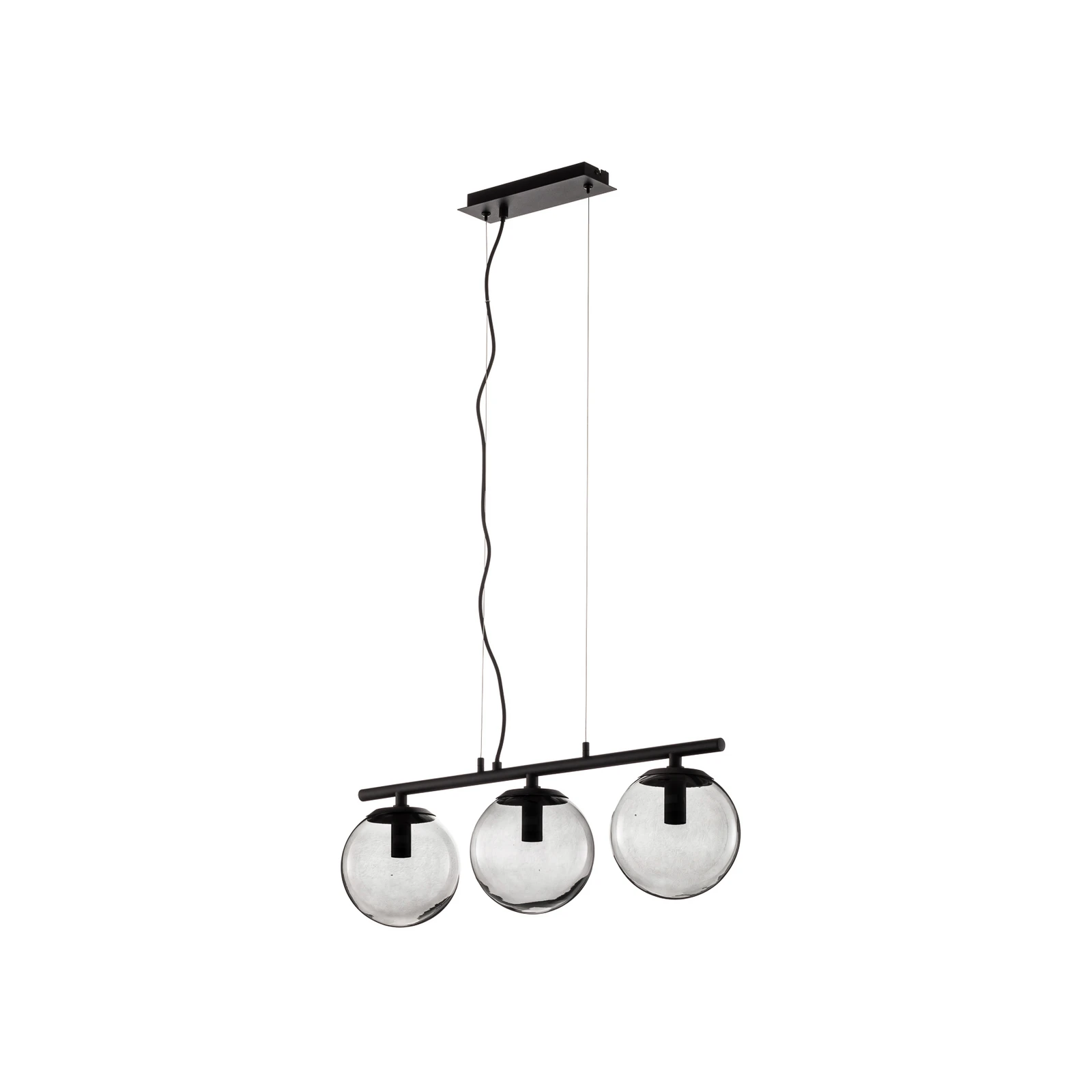 Lucande Sotiana hanglamp, 3-lamps, lang, zwart