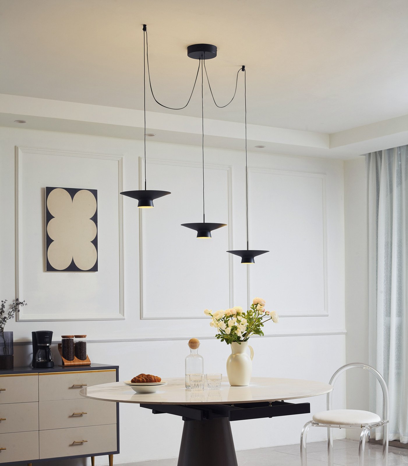Lindby lampă suspendată LED Norvind 6 becuri negru metal - Camera de zi / sufragerie - modern - nisip negru auriu