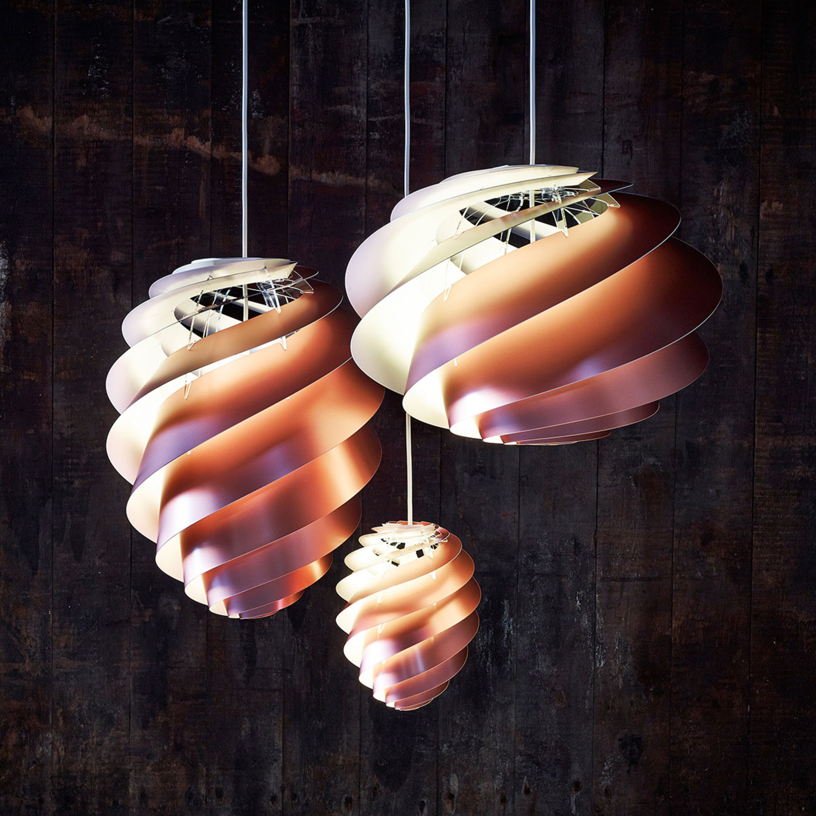 SWIRL 2 - Lampada a sospensione di design, rame