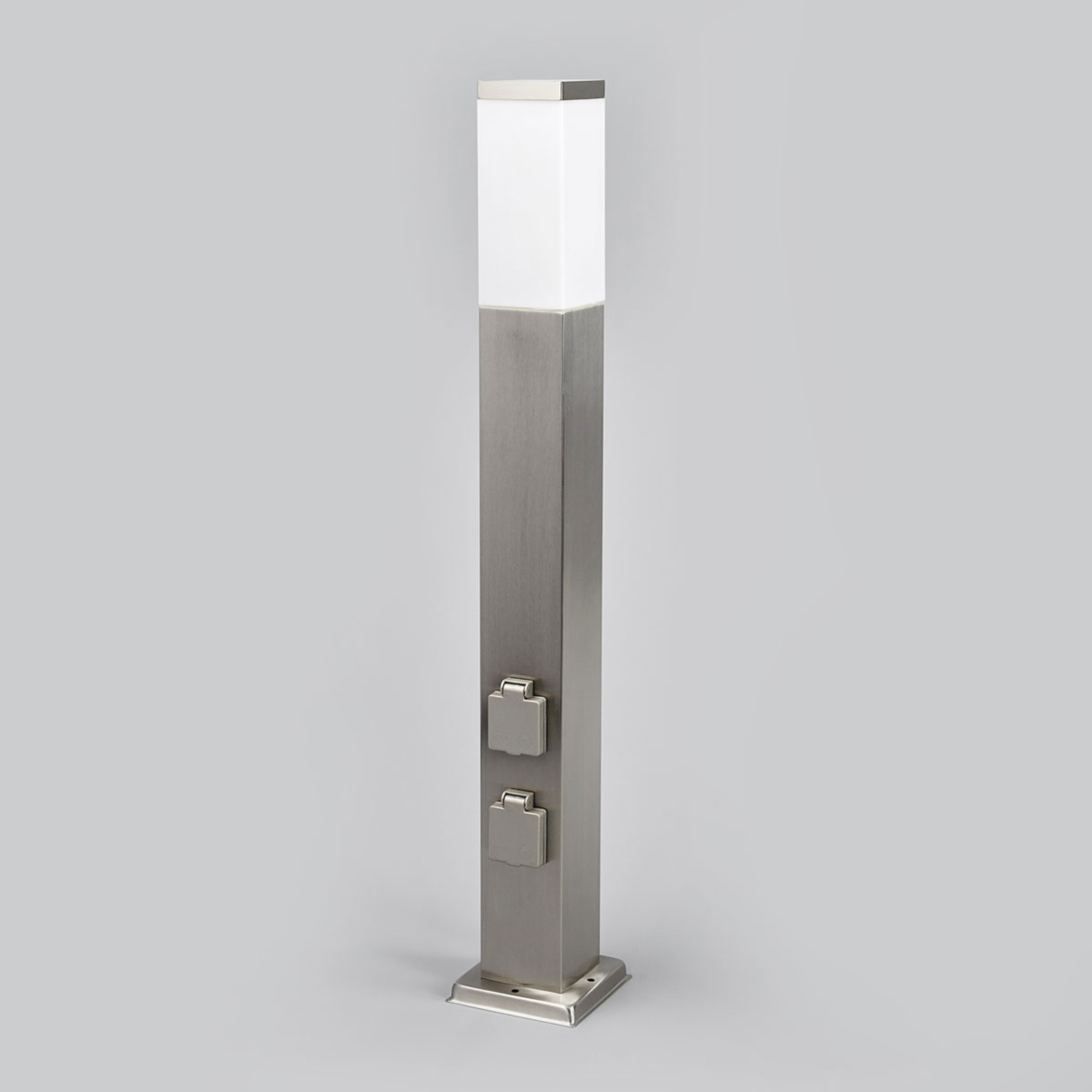 Lampione LED 400166, acciaio inox con 2 prese