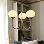 PR Home chandelier Elsy brass-coloured glass cream 3-bulb