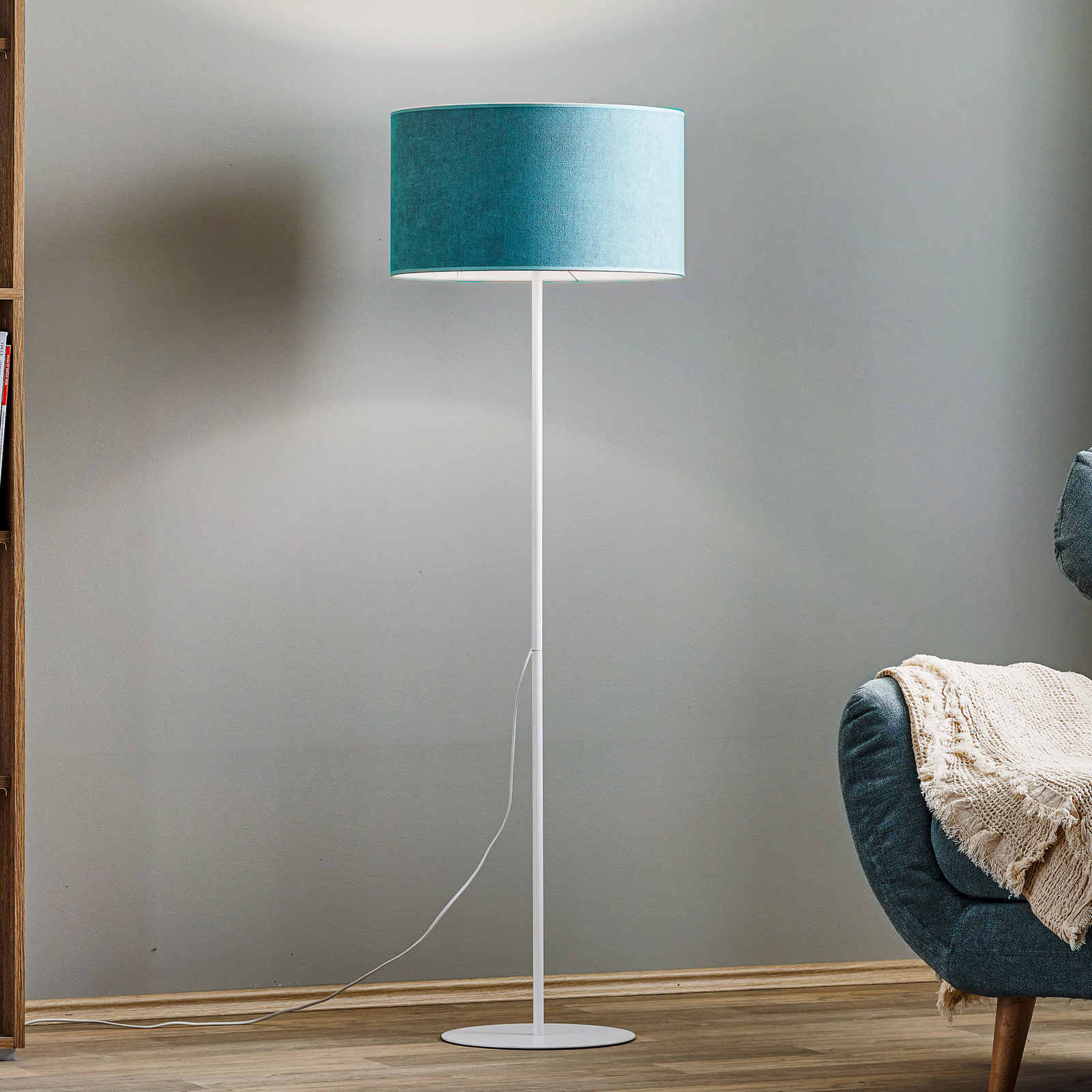 Lampadaire Pastell Roller abat-jour turquoise