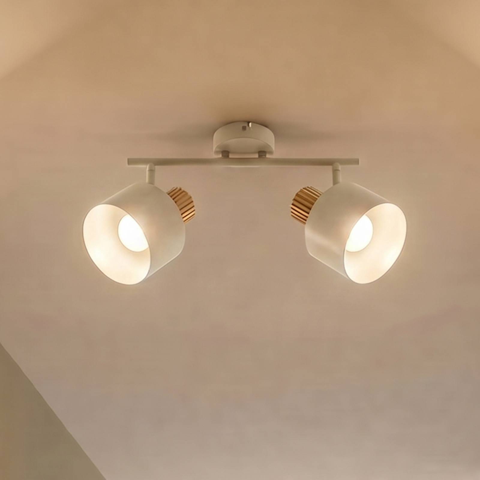Lindby loftspot Lenja, 2 lyskilder, beige, E14, metal