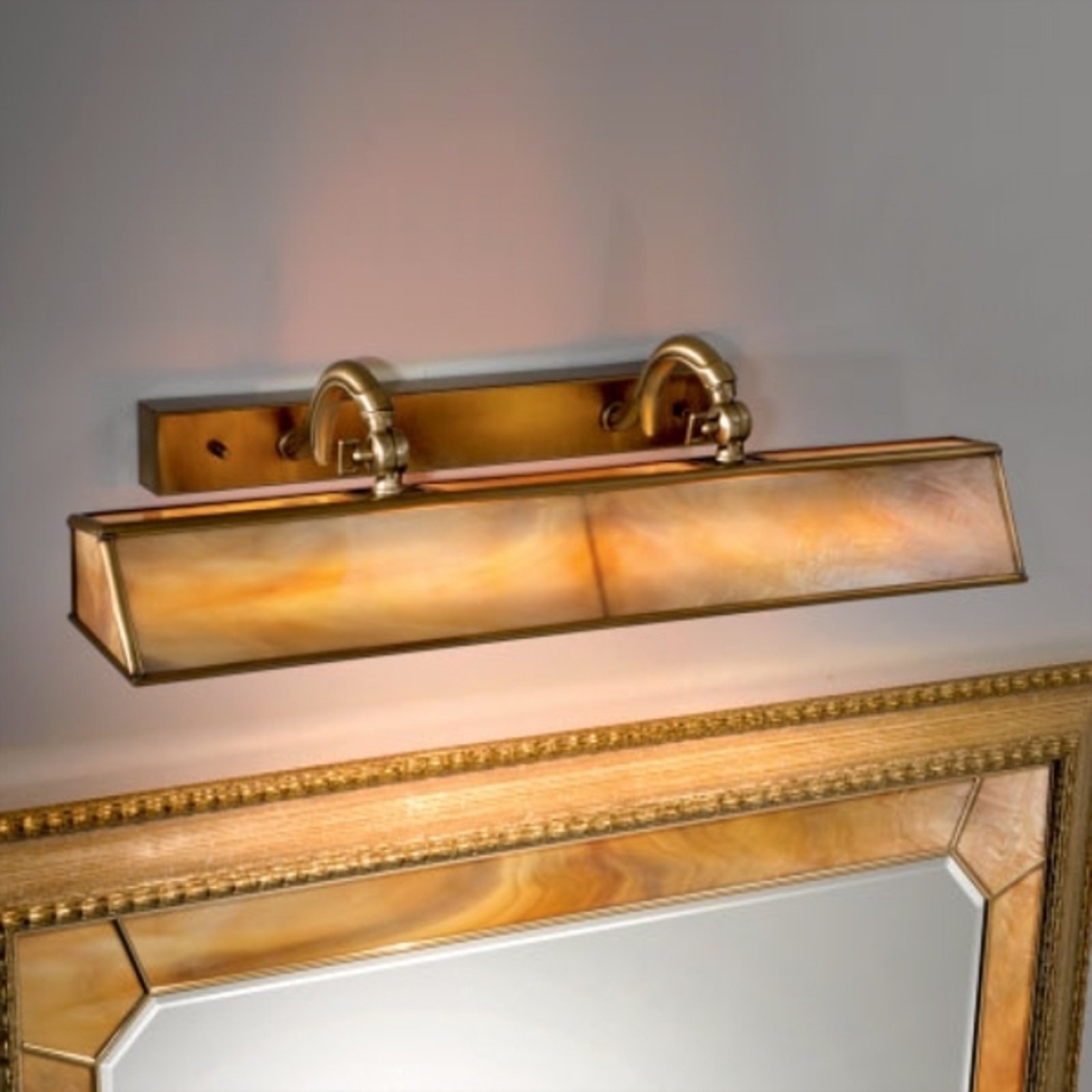Cremasco Classic Galleria picture light amber/ brass, for Living / Dining Room, glass, brass, G5, 24 W, energy efficiency: A++, W: 60 cm, H: 14 cm