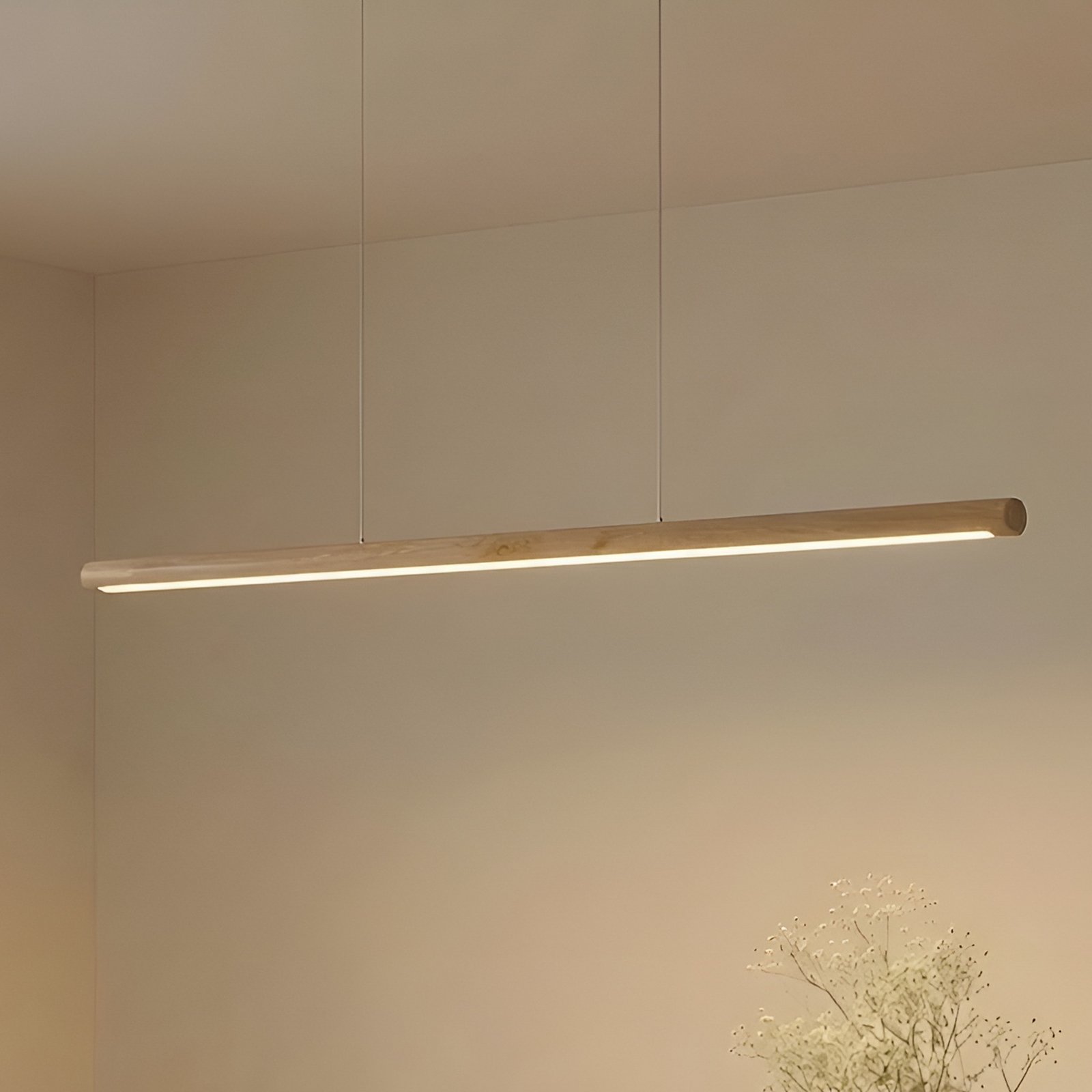 Lucande LED piekaramais gaismeklis Maruta, koks, gaisma, 120 cm, 3000K