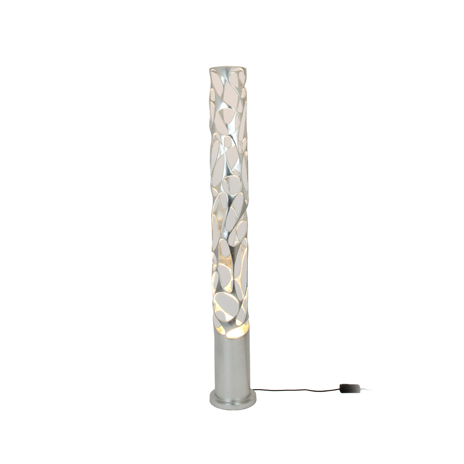 Lámpara de pie Talismano, color plata, altura 176 cm, hierro