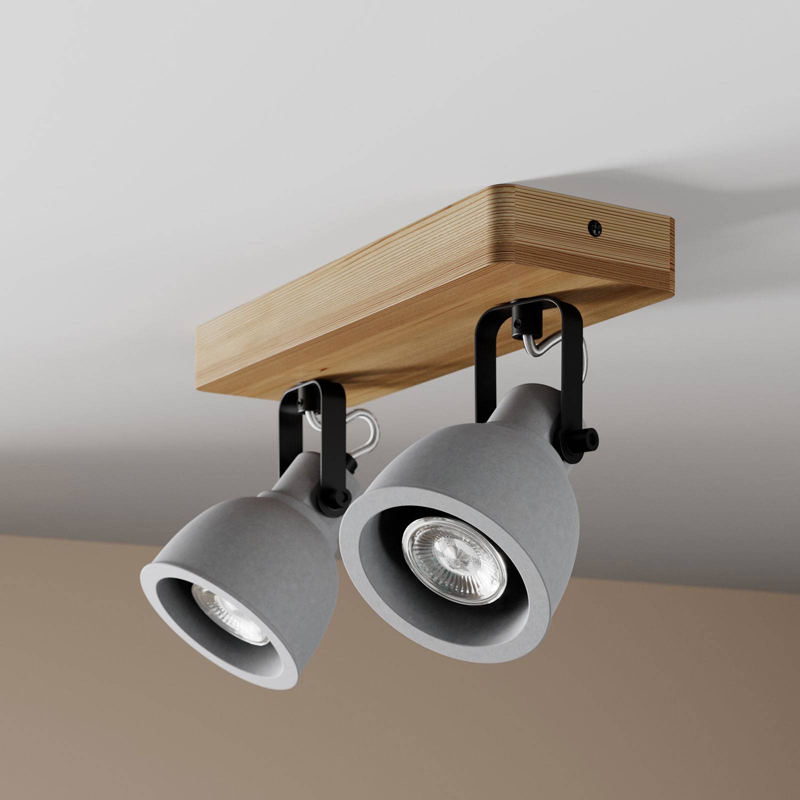 Lindby Mitis lampa sufitowa drewno sosnowe, 2-pkt.