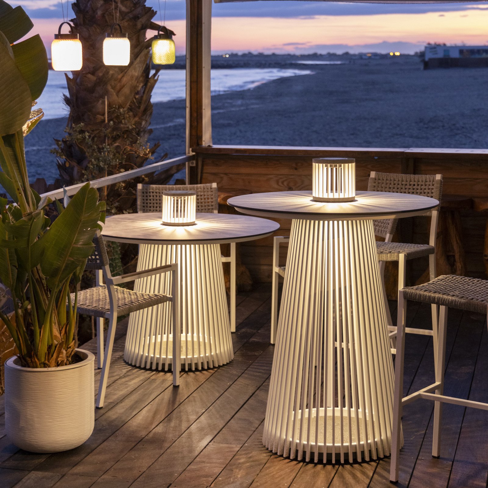 Les Jardins Lampe de table solaire LED Halo, blanc, alu/granite