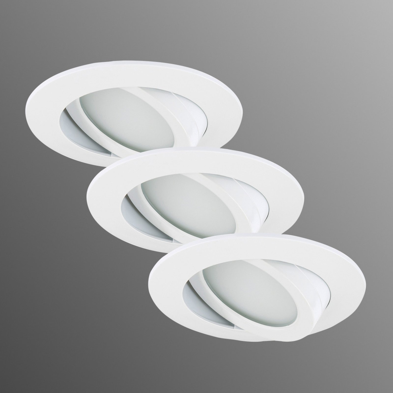 Hvit LED-downlight i 3-pakning - dreibar