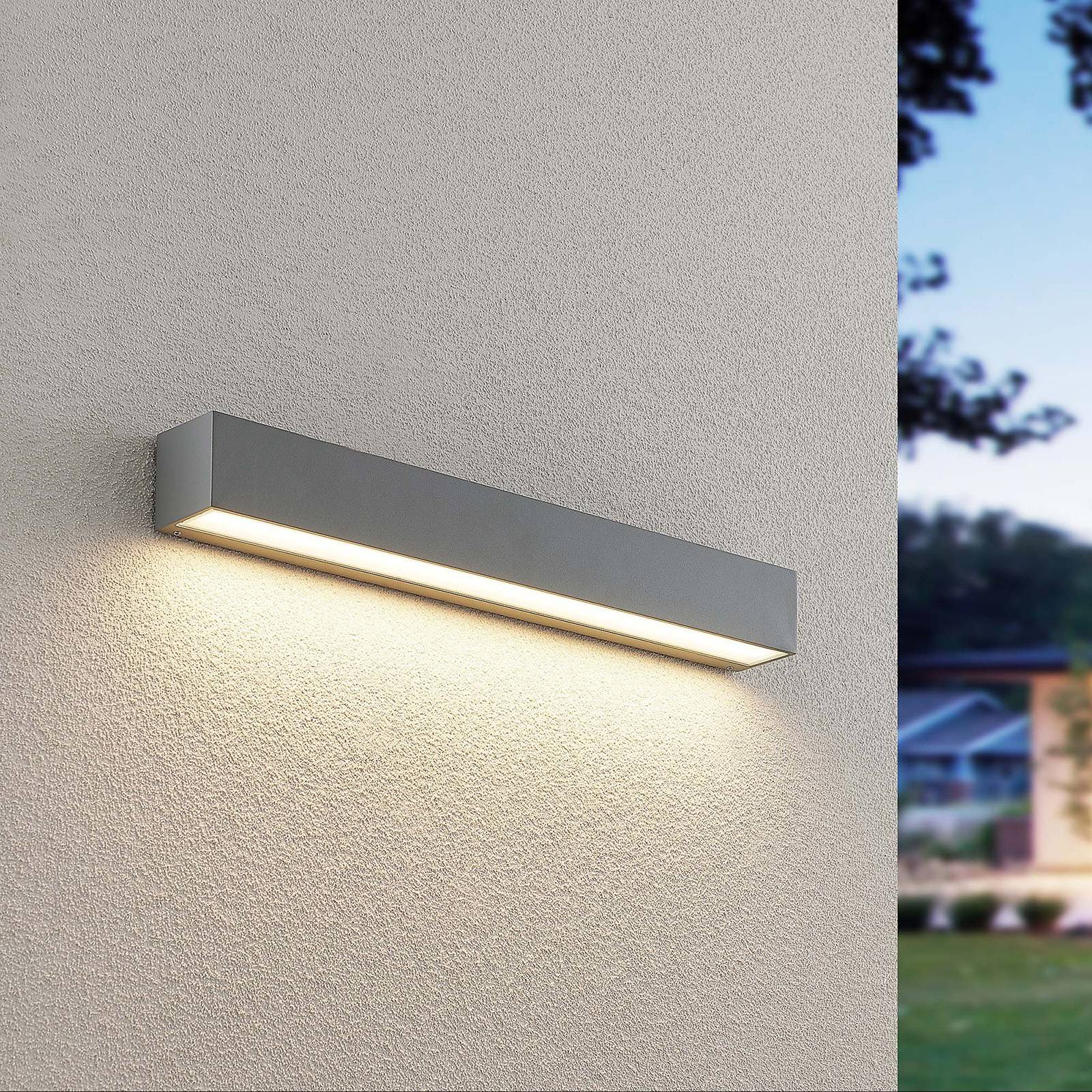 Lucande LED utomhusvägglampa Lengo 50 cm silver 1-ljus aluminium