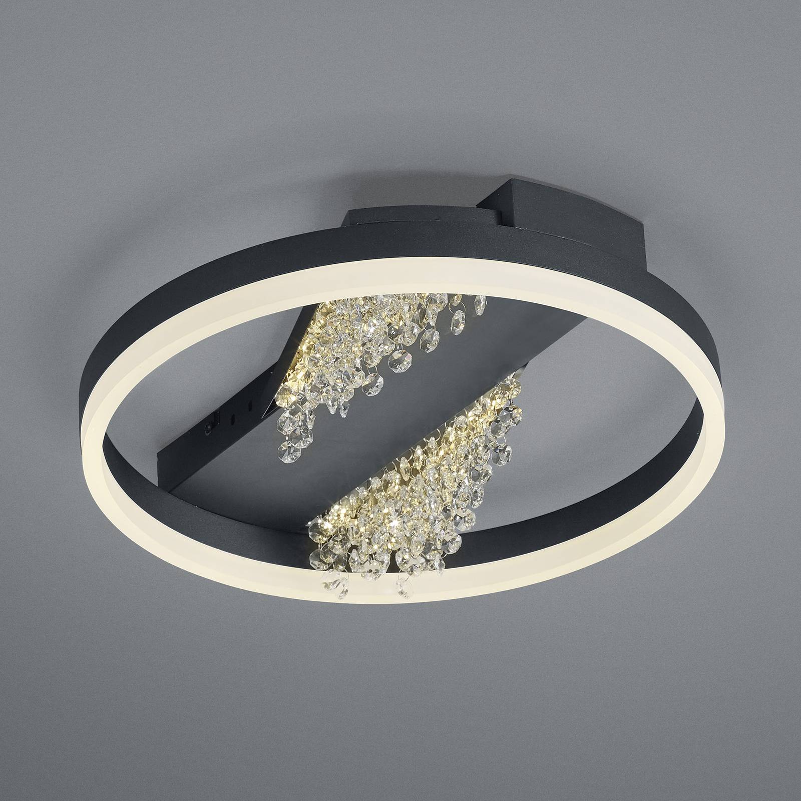 Image of HELL Plafoniera LED Dunja con look cristallo nero