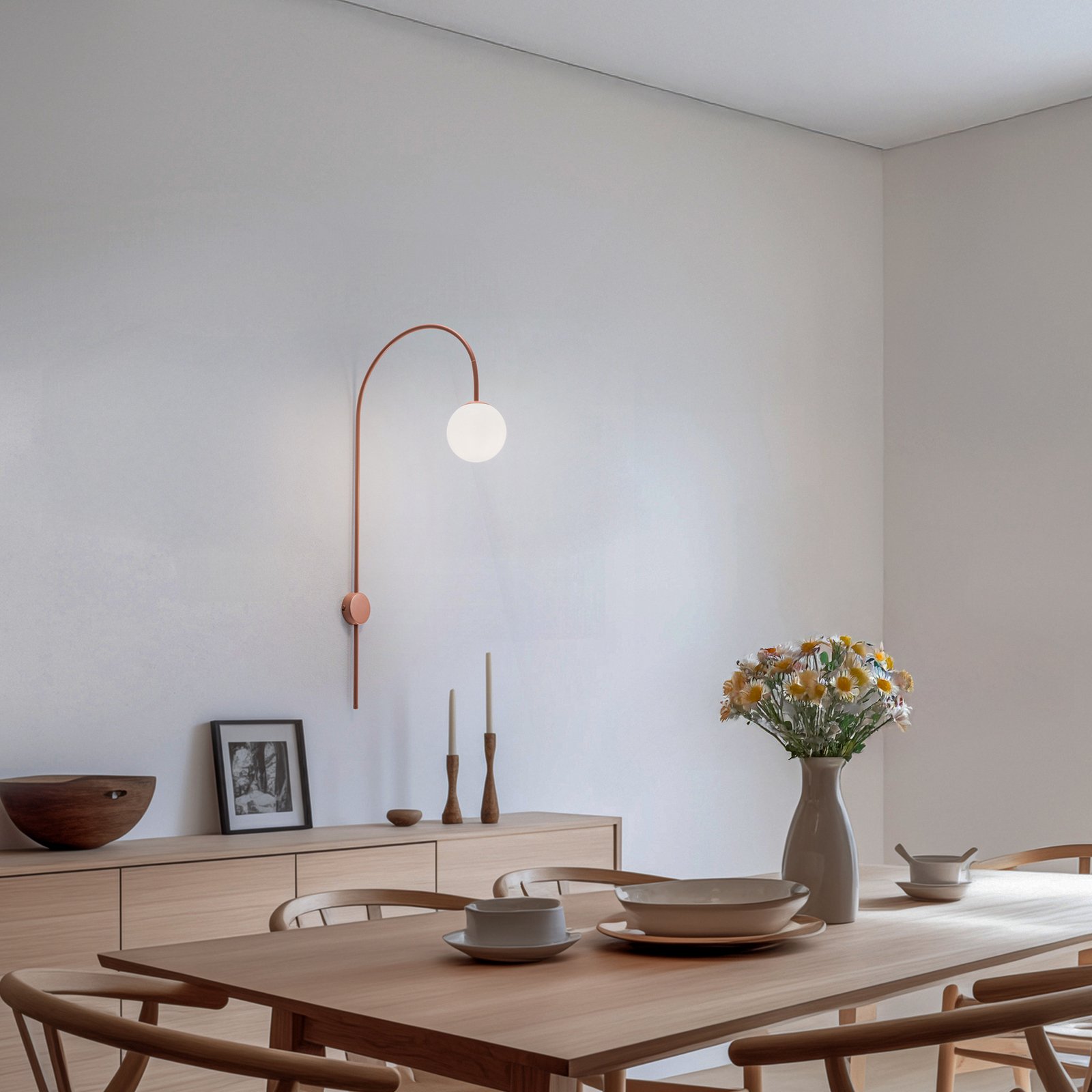 Una wall light, metal, glass, coral red Una wall light, metal, glass, coral red