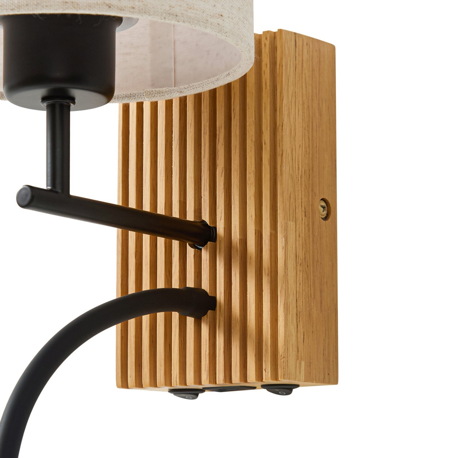 Applique murale Lieske, beige, 39 cm, lampe de lecture, textile - Lucande