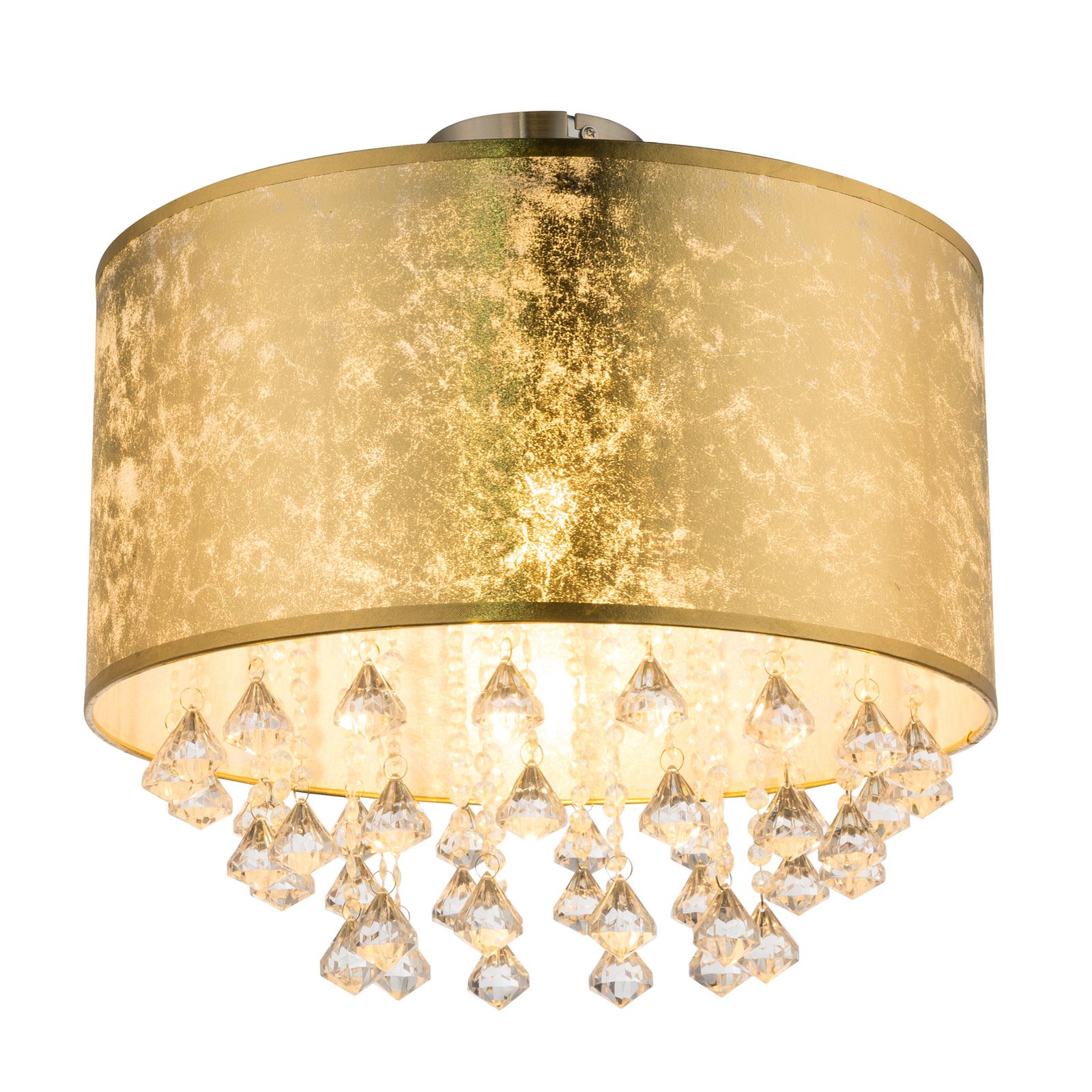 Amy ceiling lamp with acrylic crystals, gold leaf
