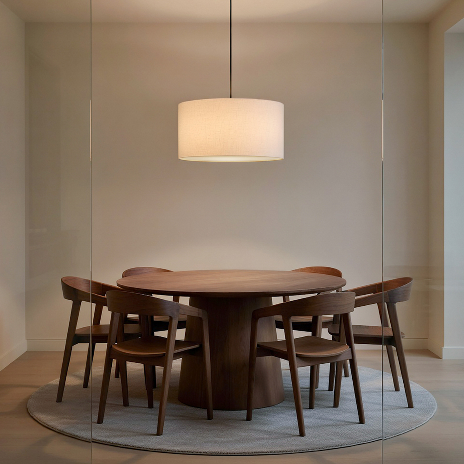 Lampada a sospensione Soft, Ø 60 cm, bianco/bronzo, lino, a 3 luci - Belid