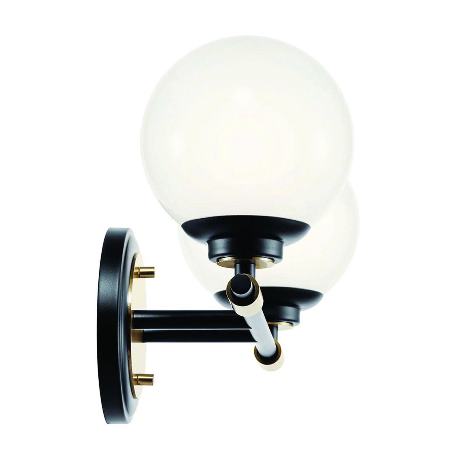 Applique Benno 2 nero-bronzo, bianco IP44 acciaio vetro G9
