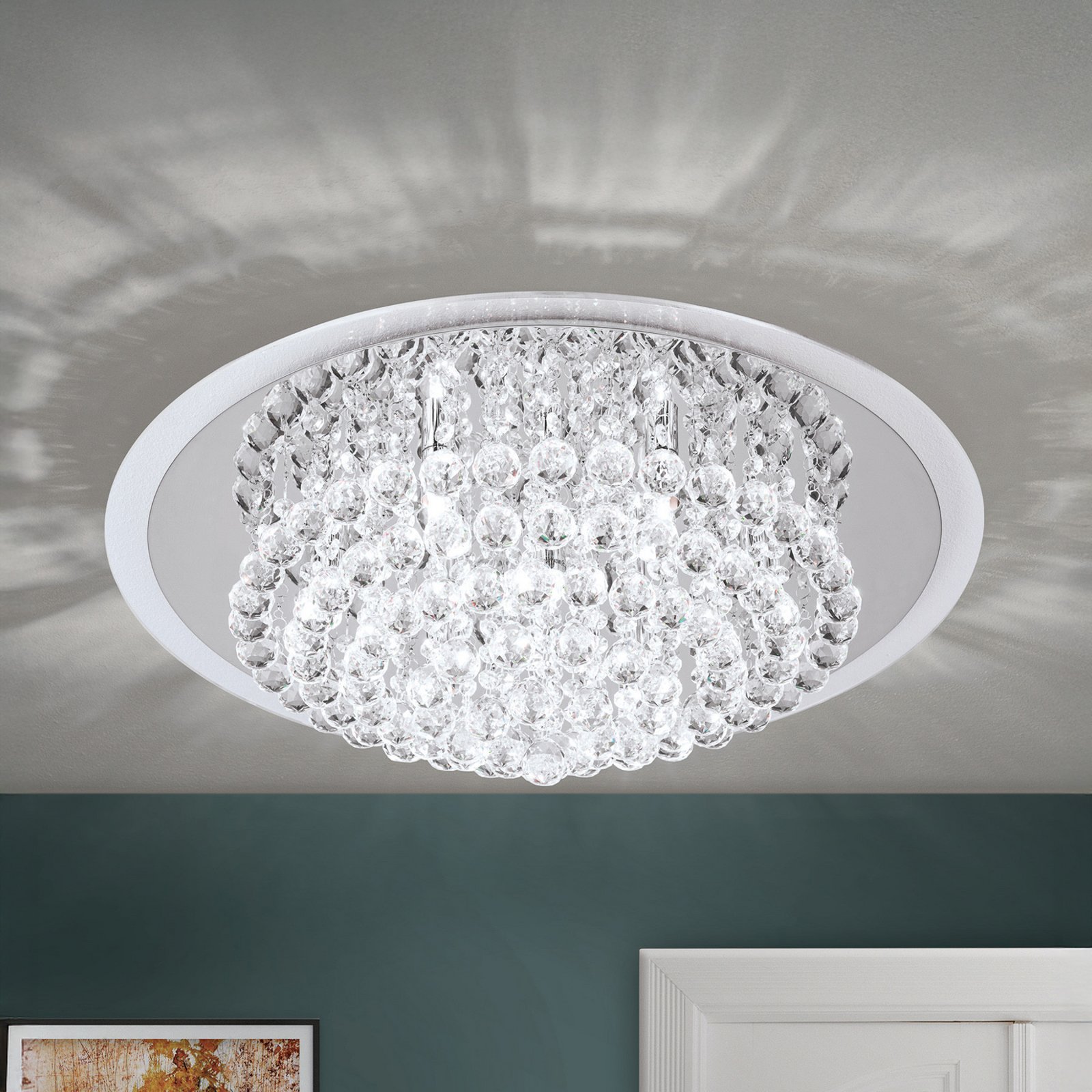 Carol Chrome Ceiling Light with Crystal Decoration