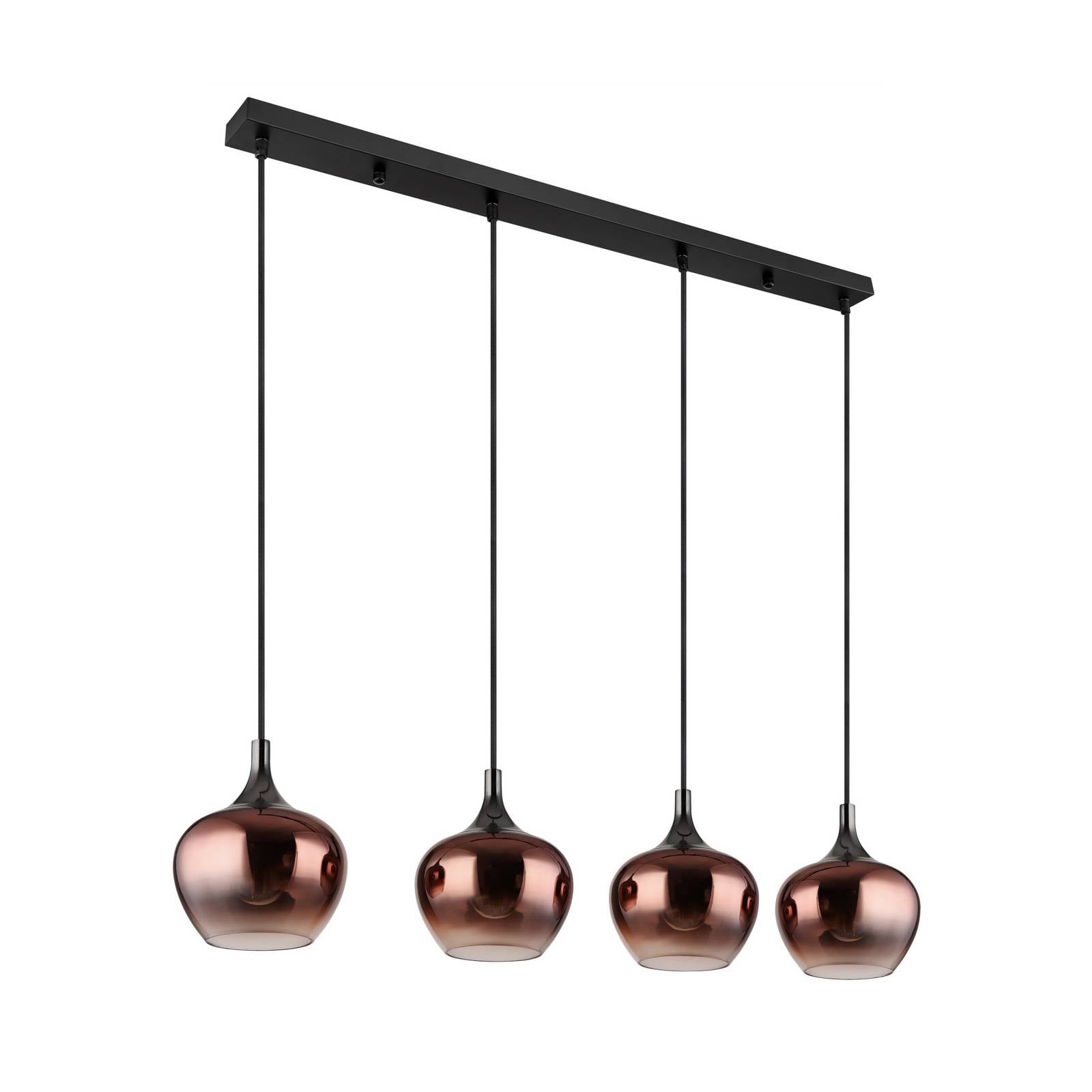 Hängeleuchte Maxy, kupfer/schwarz, Glas, 100 cm lang, E27