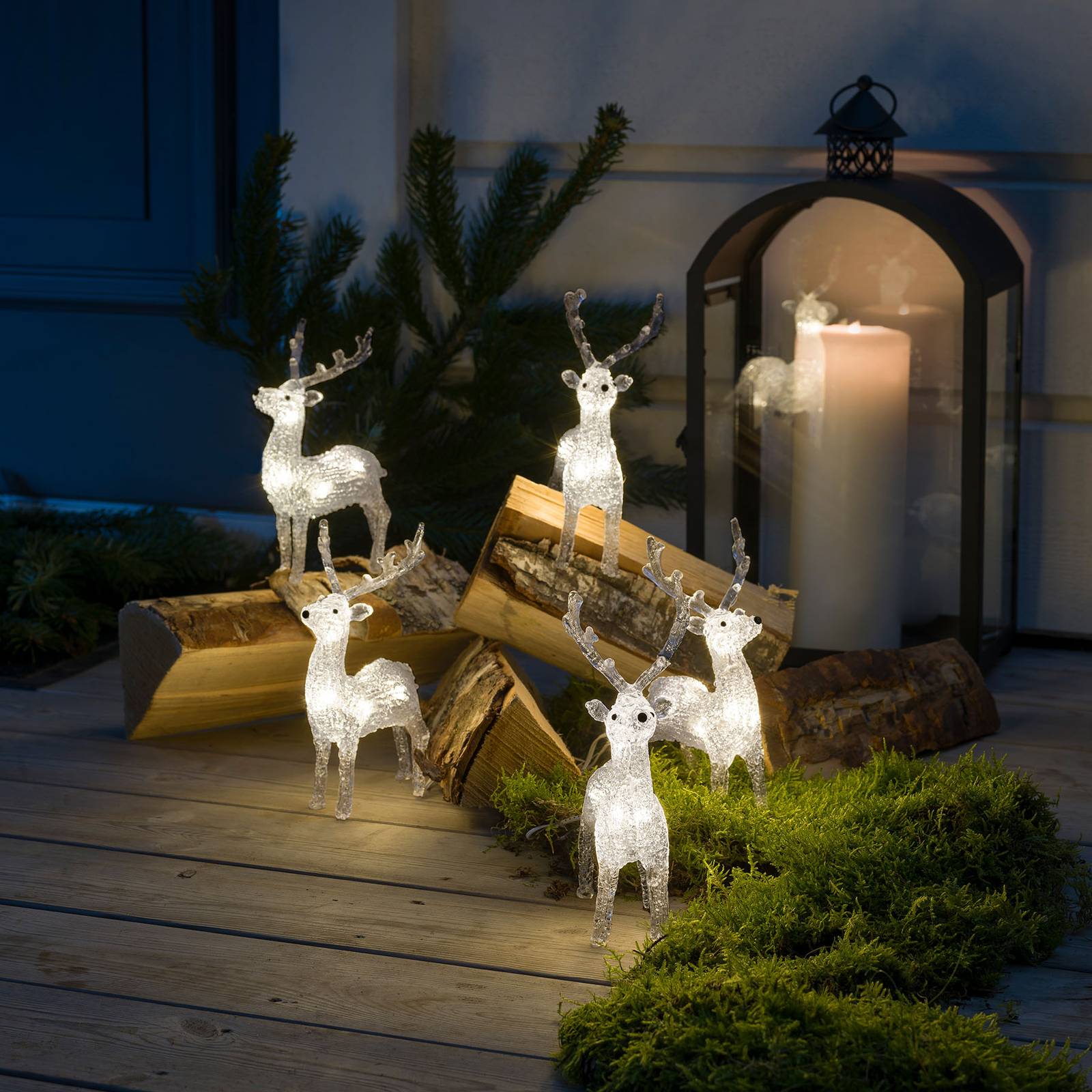 Figurki świetlne LED reniferów do użytku na zewnątrz, Set of 5