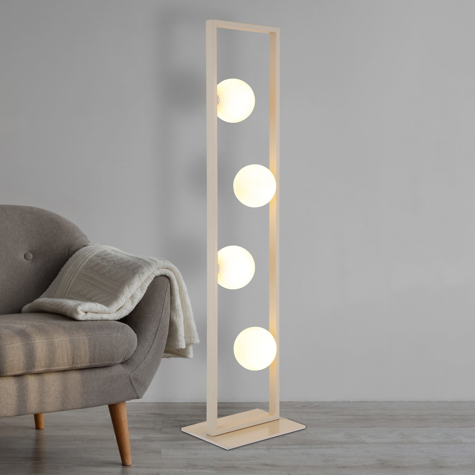 Globo Lampadar Nanda nisip/opal sticlă 110 cm G9 - Camera de zi / sufragerie - nisip alb opal