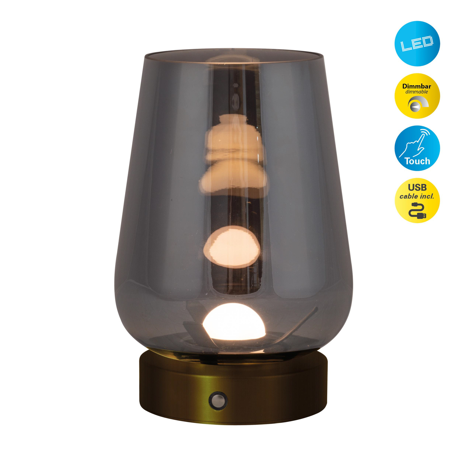 LED decoratie-tafellamp 5305758 accu kap rookgrijs